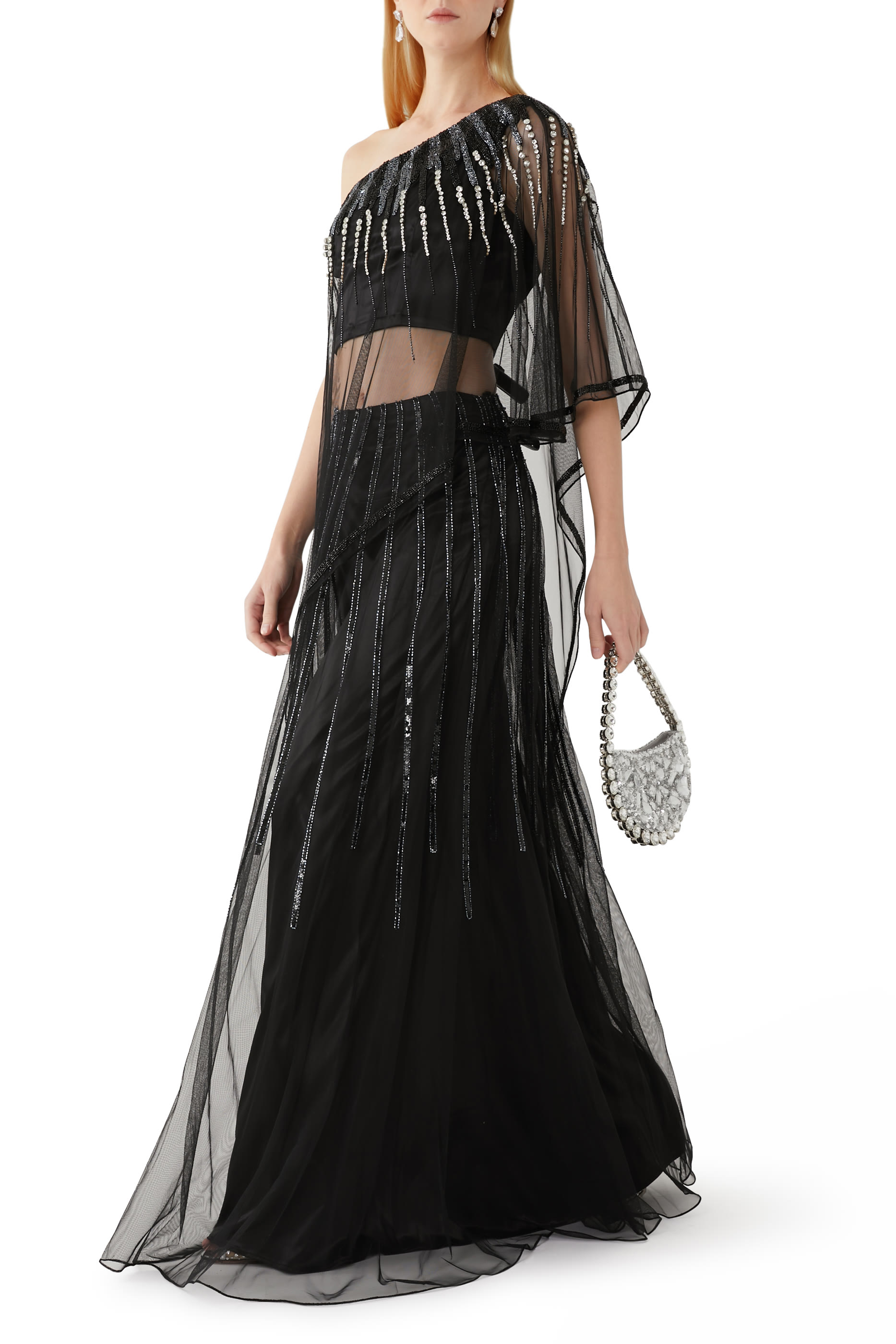 فستان سهرة شانيا بكتف واحد