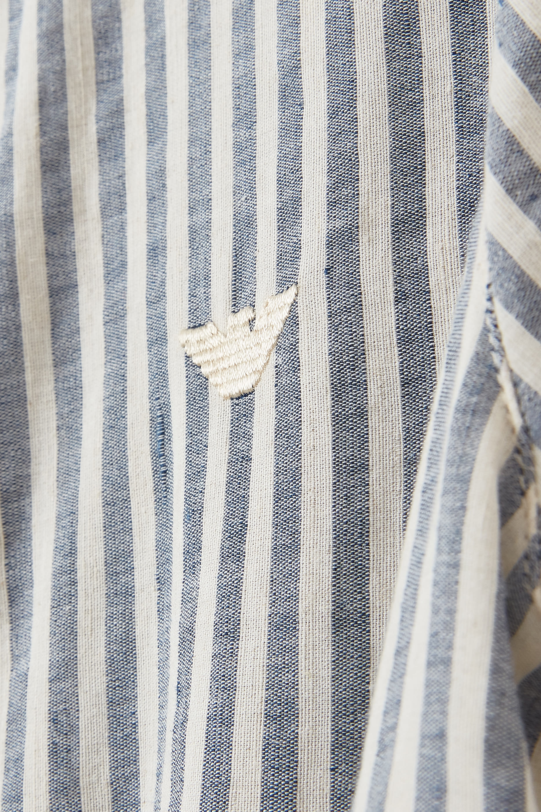 قميص مخطط بأكمام قصيرة قطن وكتان للأطفال