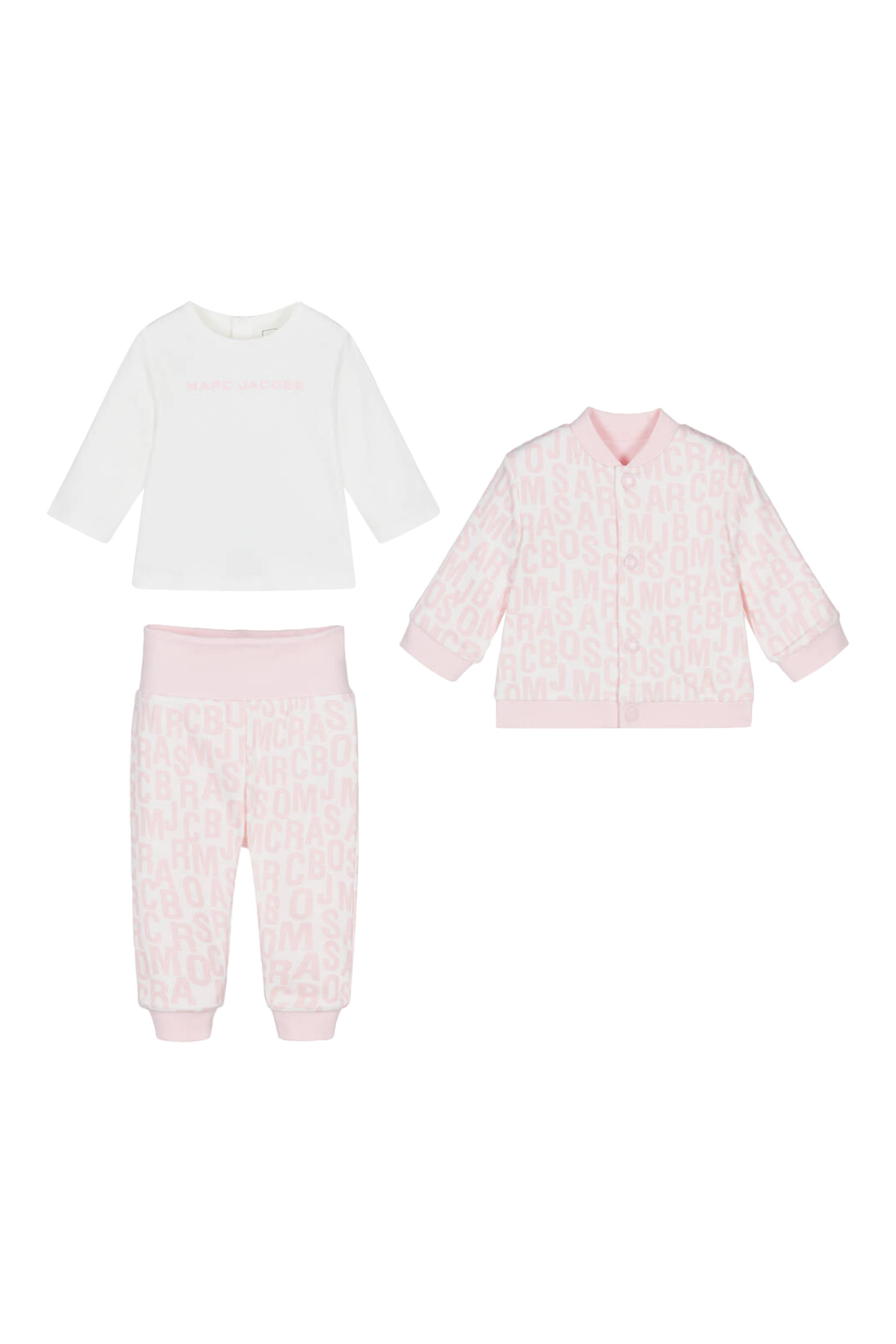 طقم بيجامة وقميص بشعار الماركة للأطفال، 3 قطع