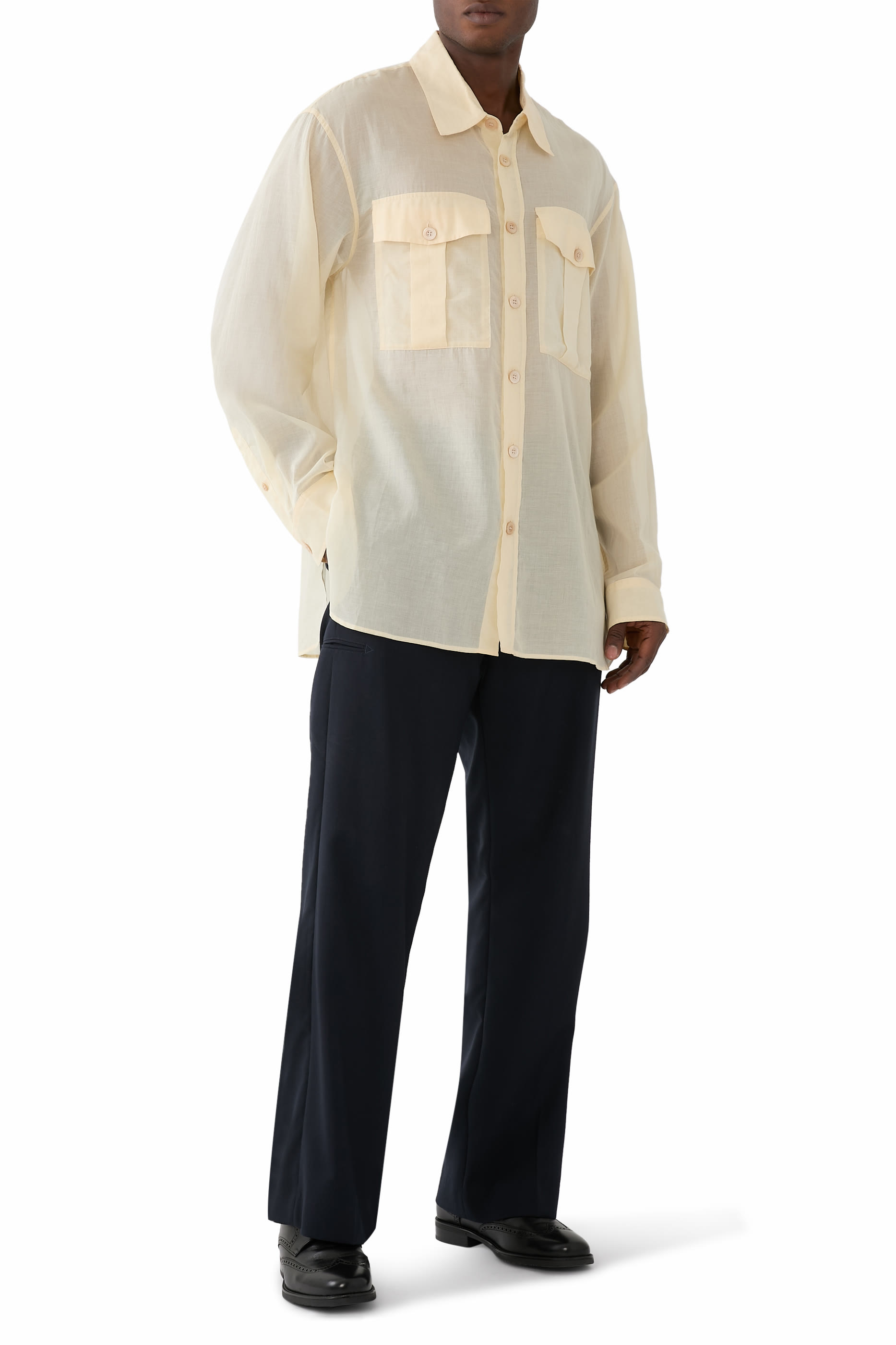 قميص بقصة فضفاضة قطن