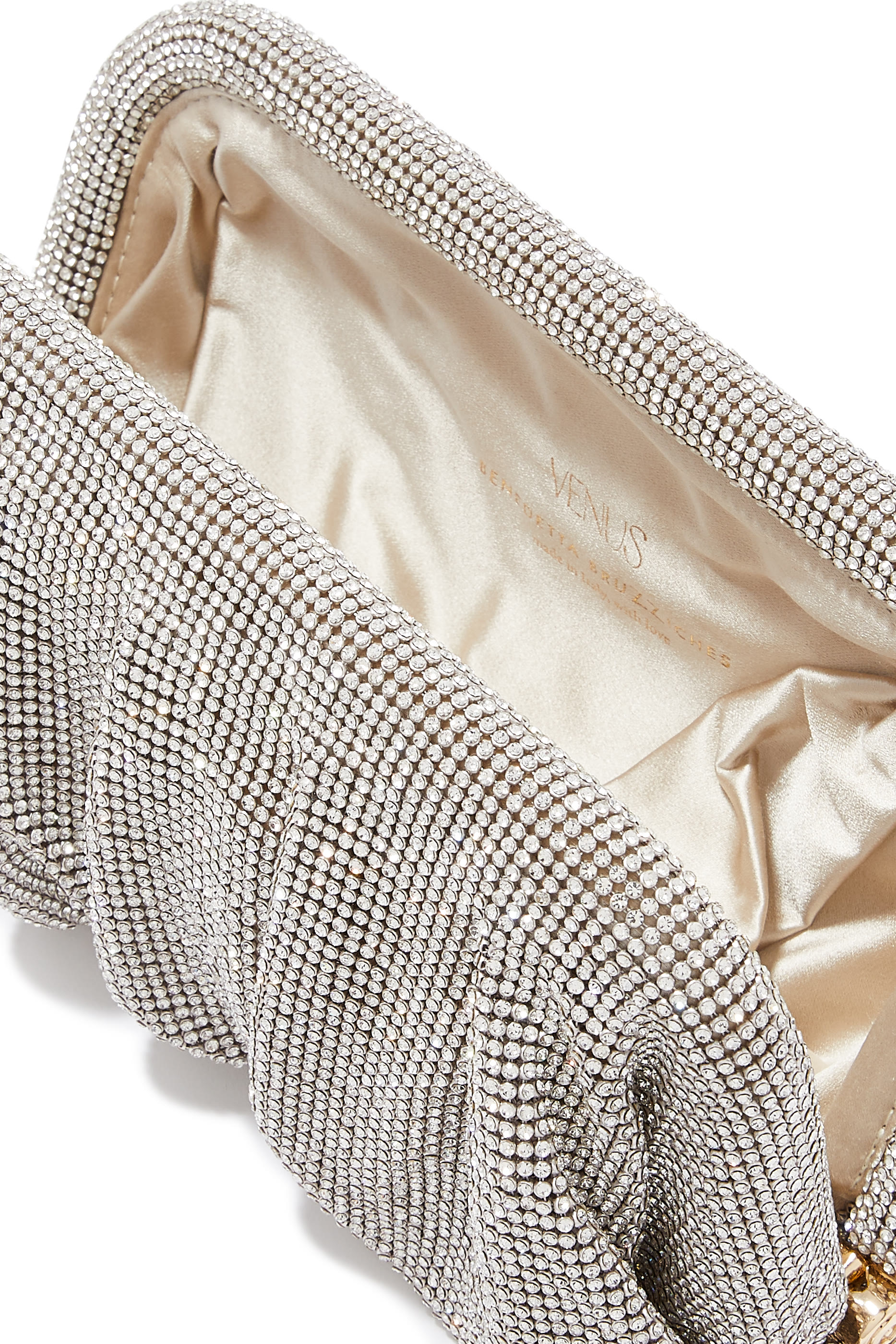 كلاتش فينوس كبير قماش شبكي مرصع بأحجار الراين