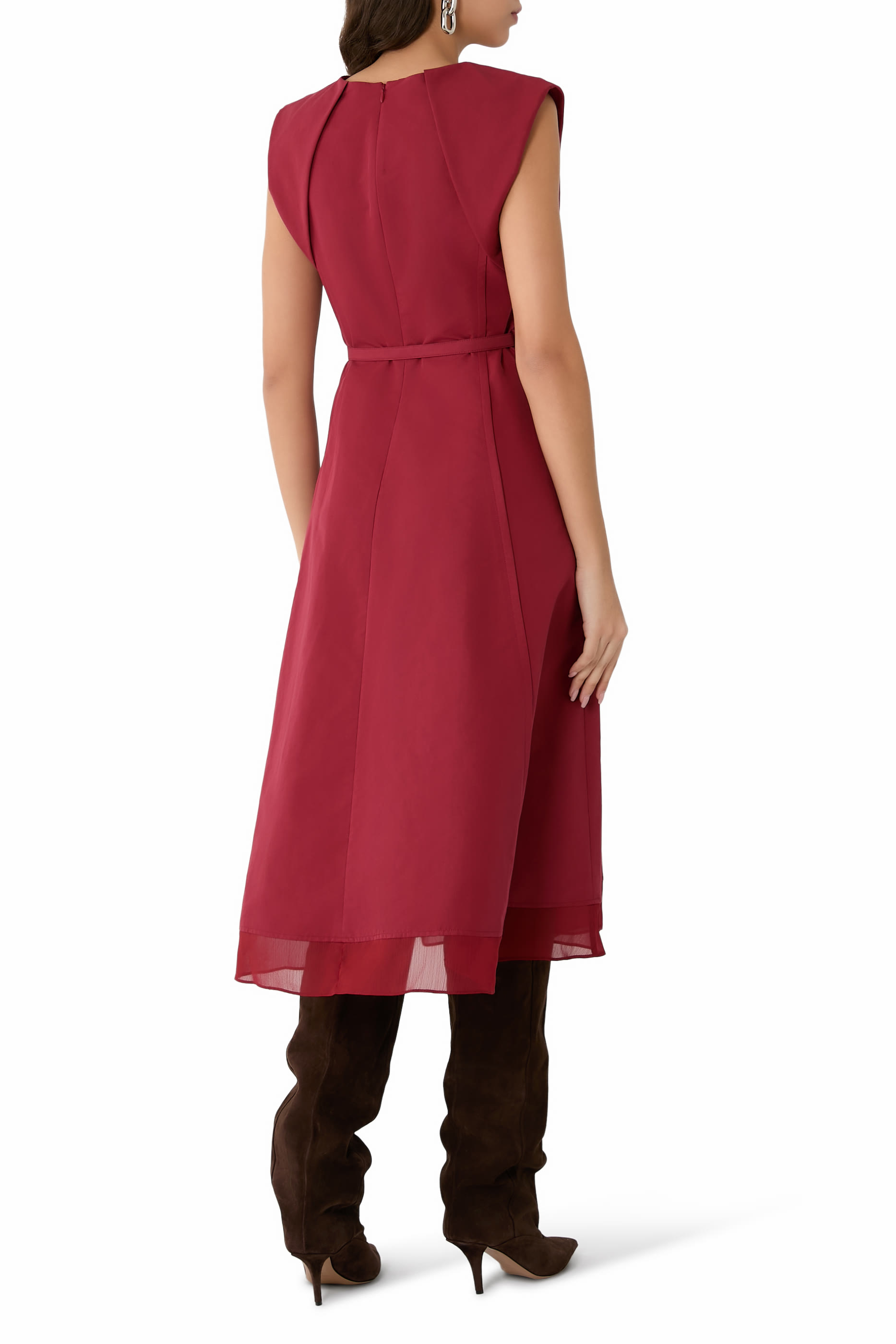 Draped Bow Belted Dress