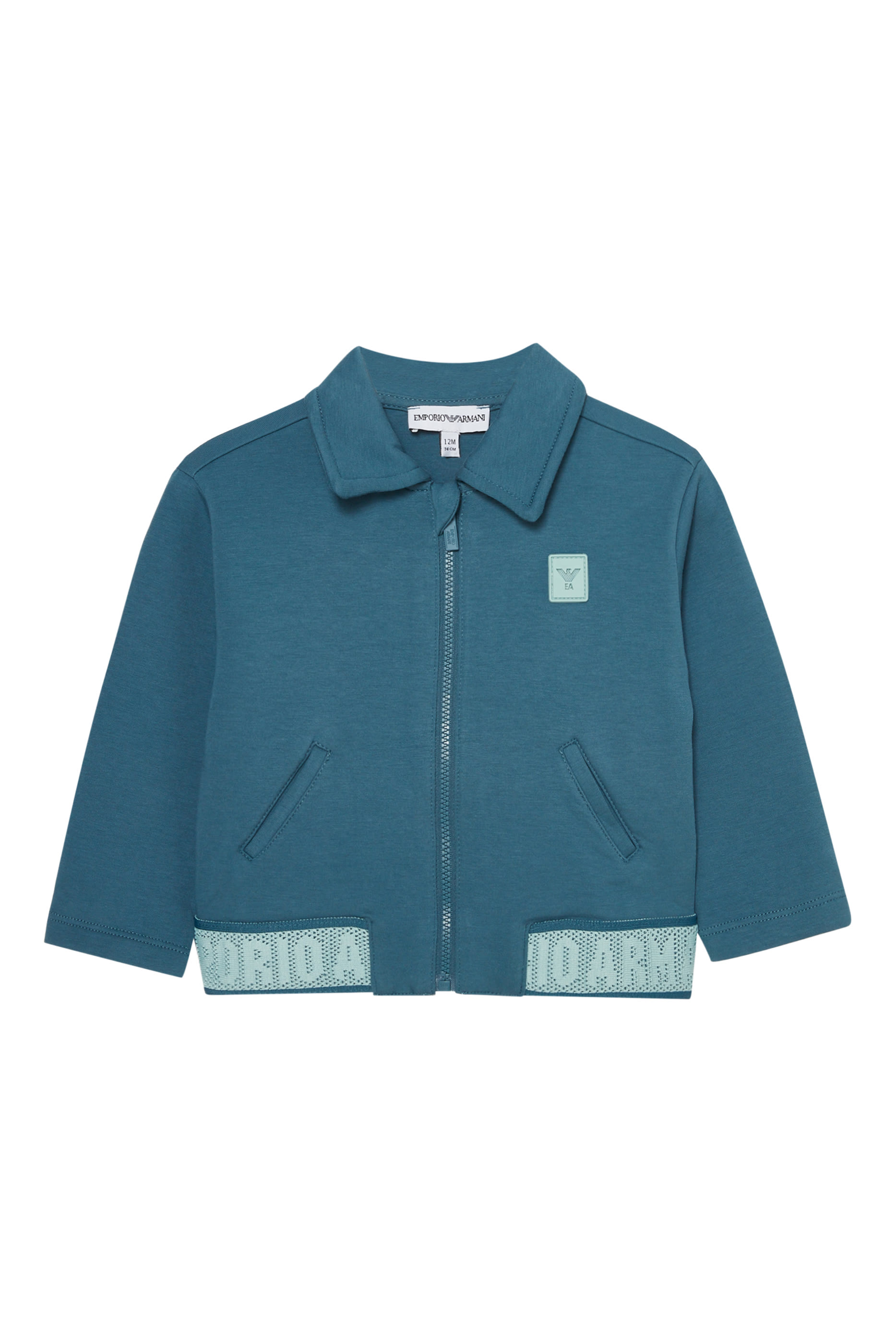 سويت شيرت بسحّاب ورقعة شعار الماركة للأطفال 