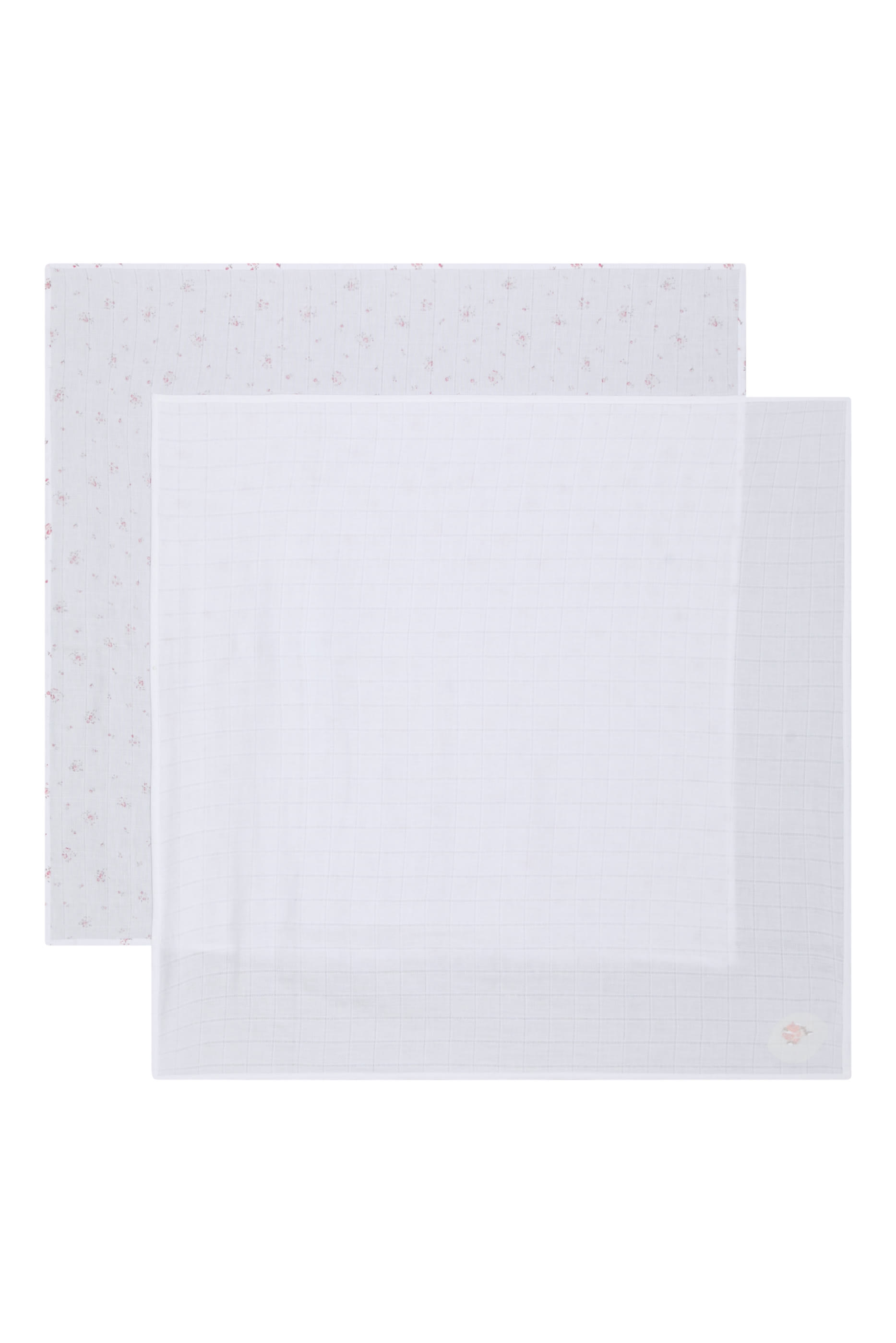 طقم أقمشة موسلين بنقشة زهور صغيرة قطن عضوي للأطفال، قطعتين