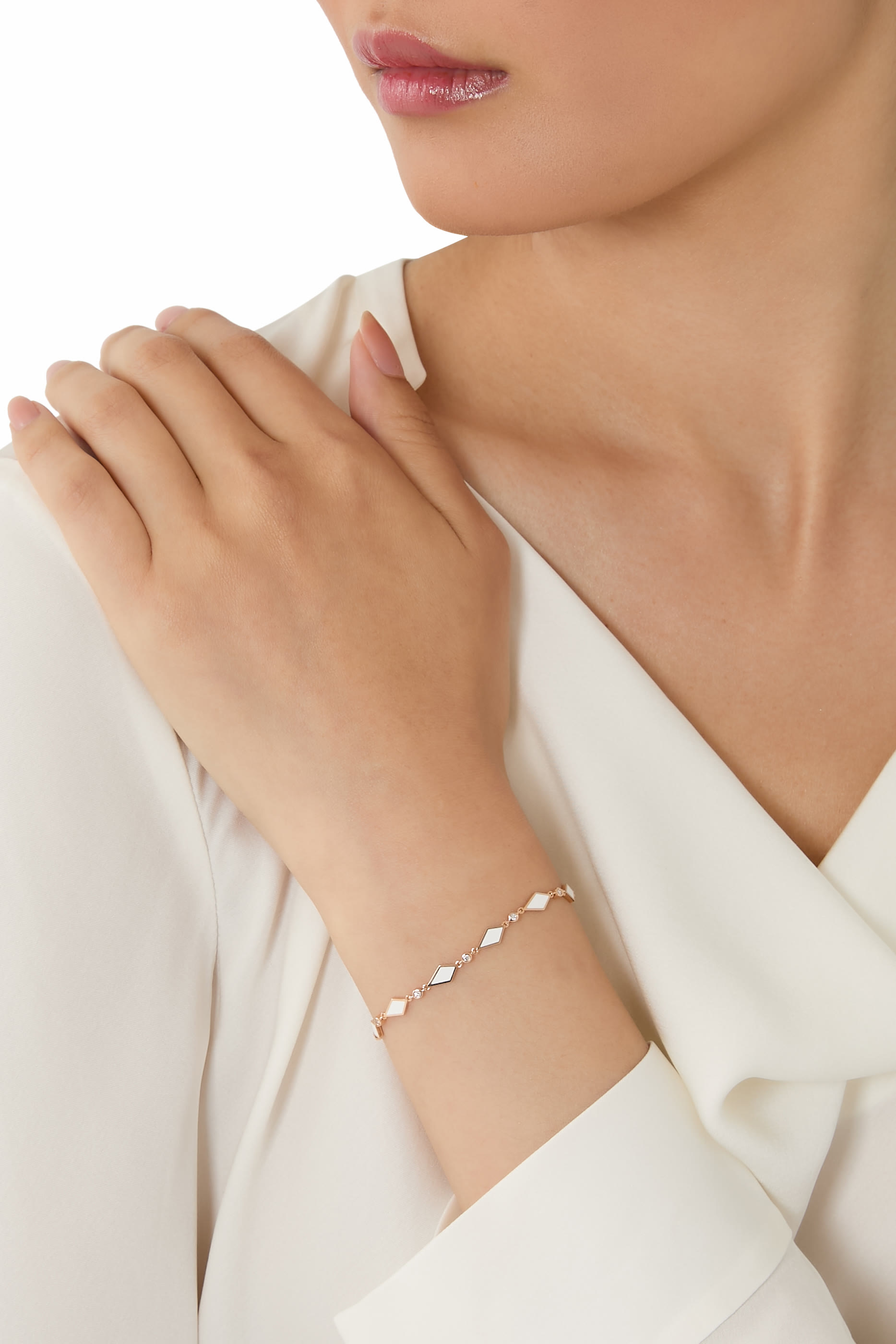 Morocco Mosaic Rose Gold Bracelet, 18K Rose Gold, Enamel & Diamonds
