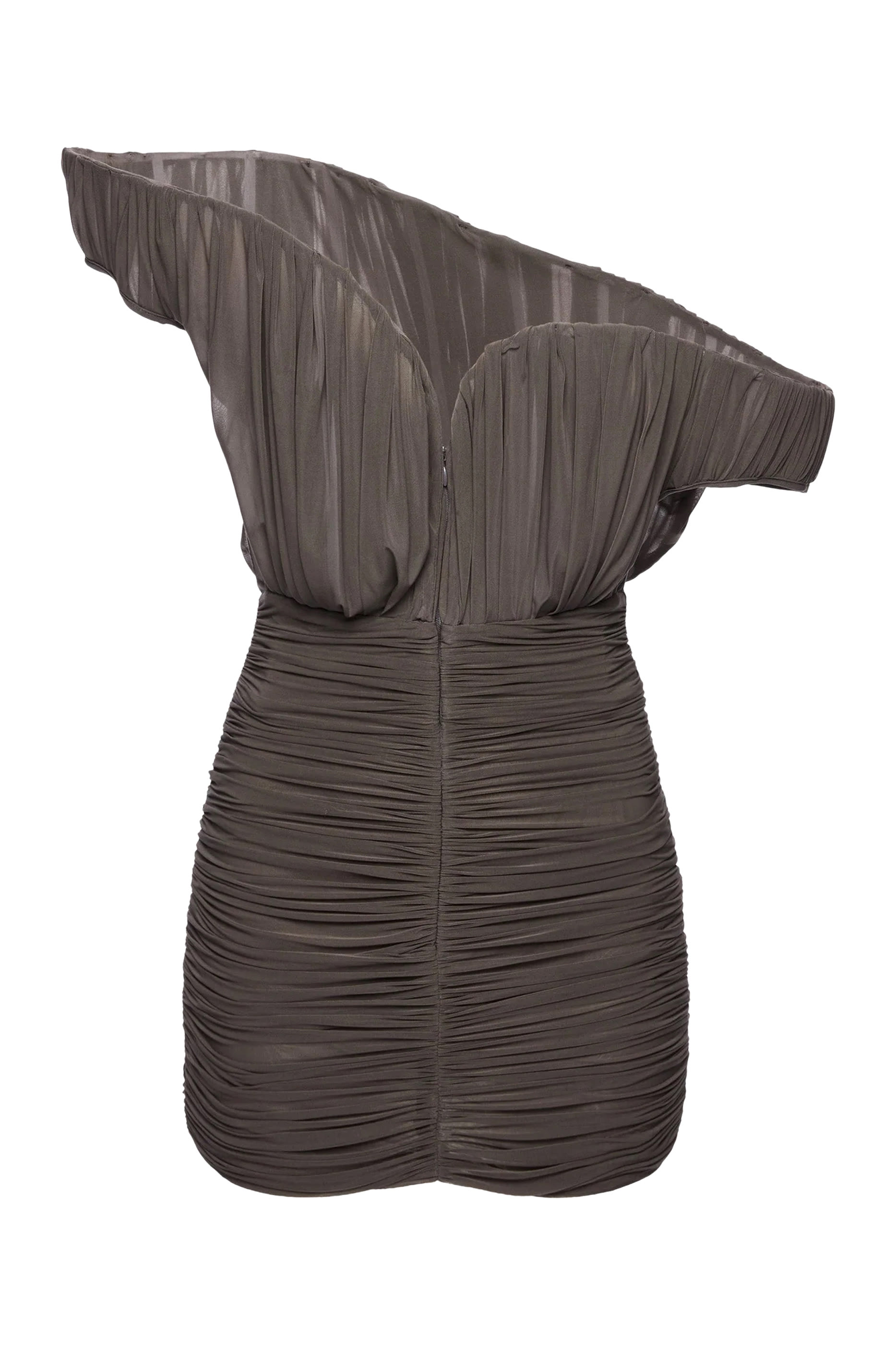 فستان قصير بصدرية على شكل بتلة وردة بتصميم غير متماثل