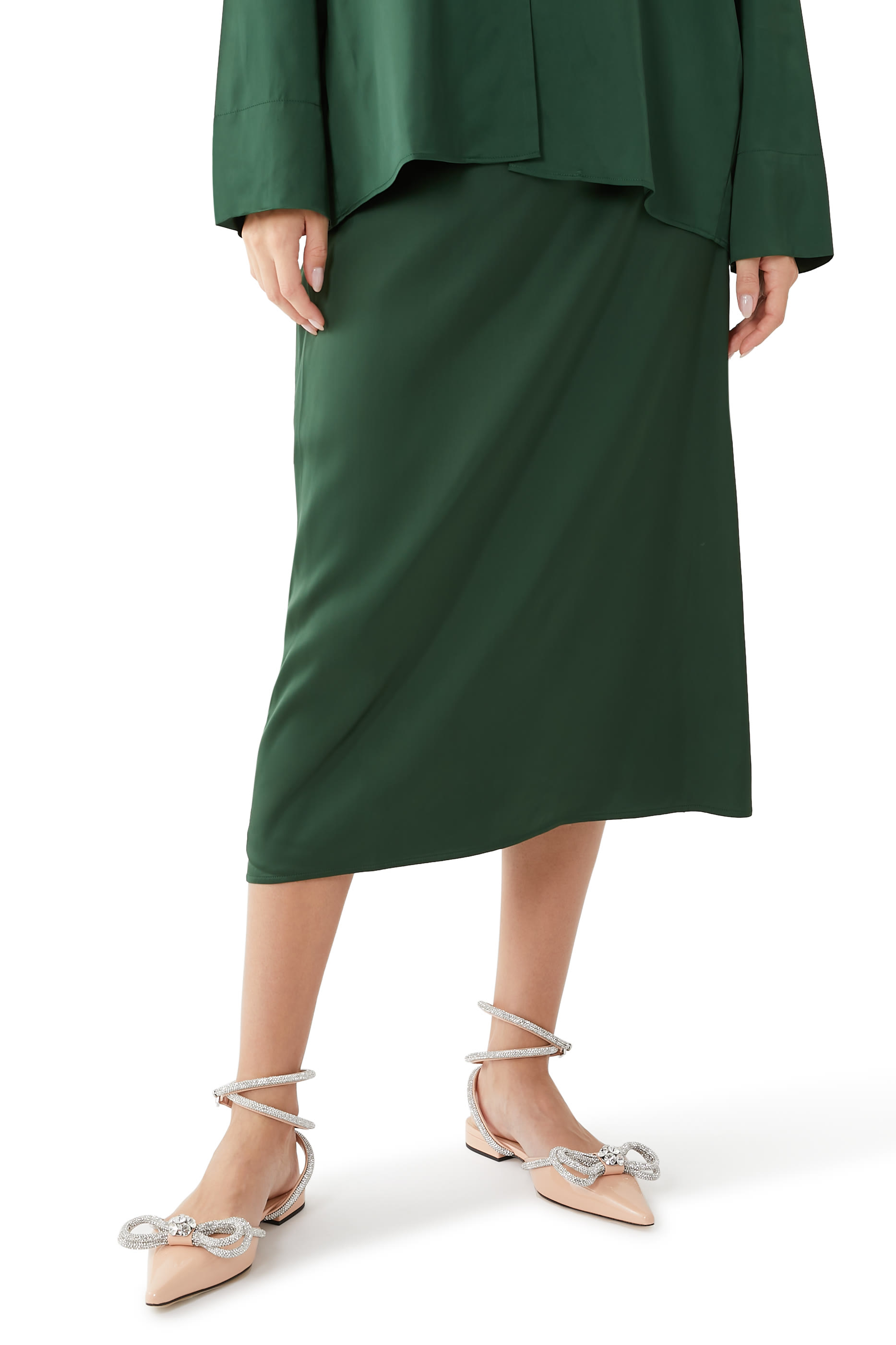 حذاء بالرينا بفيونكة مزدوجة وكعب مسطح جلد