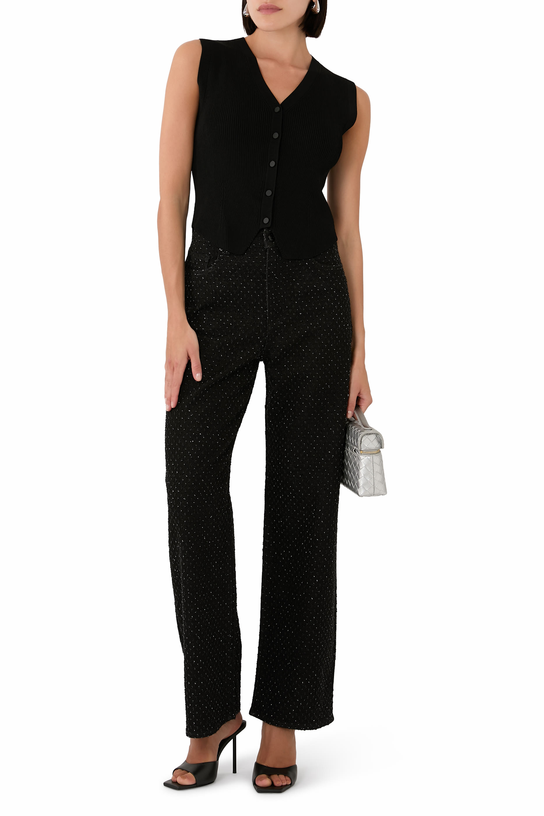 كارديغان سالين دي جيرو بلا أكمام بياقة على شكل حرف V