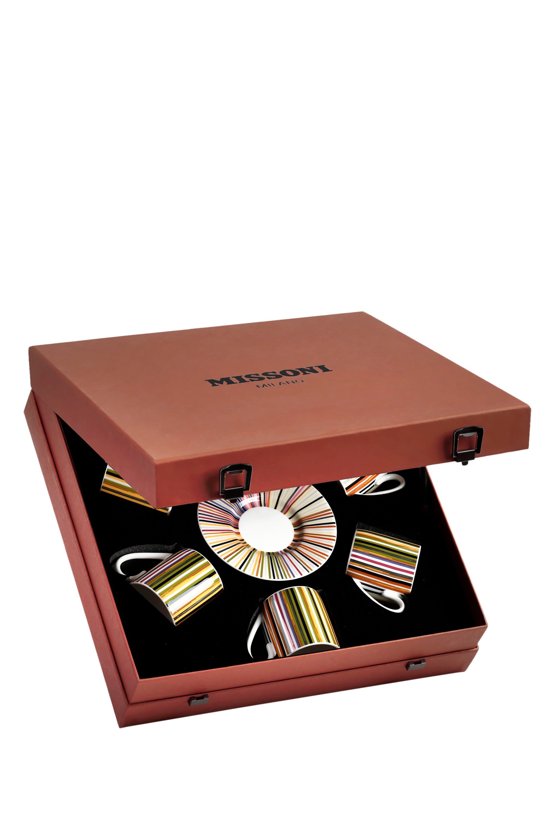 طقم فناجين قهوة وأطباق جنكينز بنقشة مخططة، 6 قطع