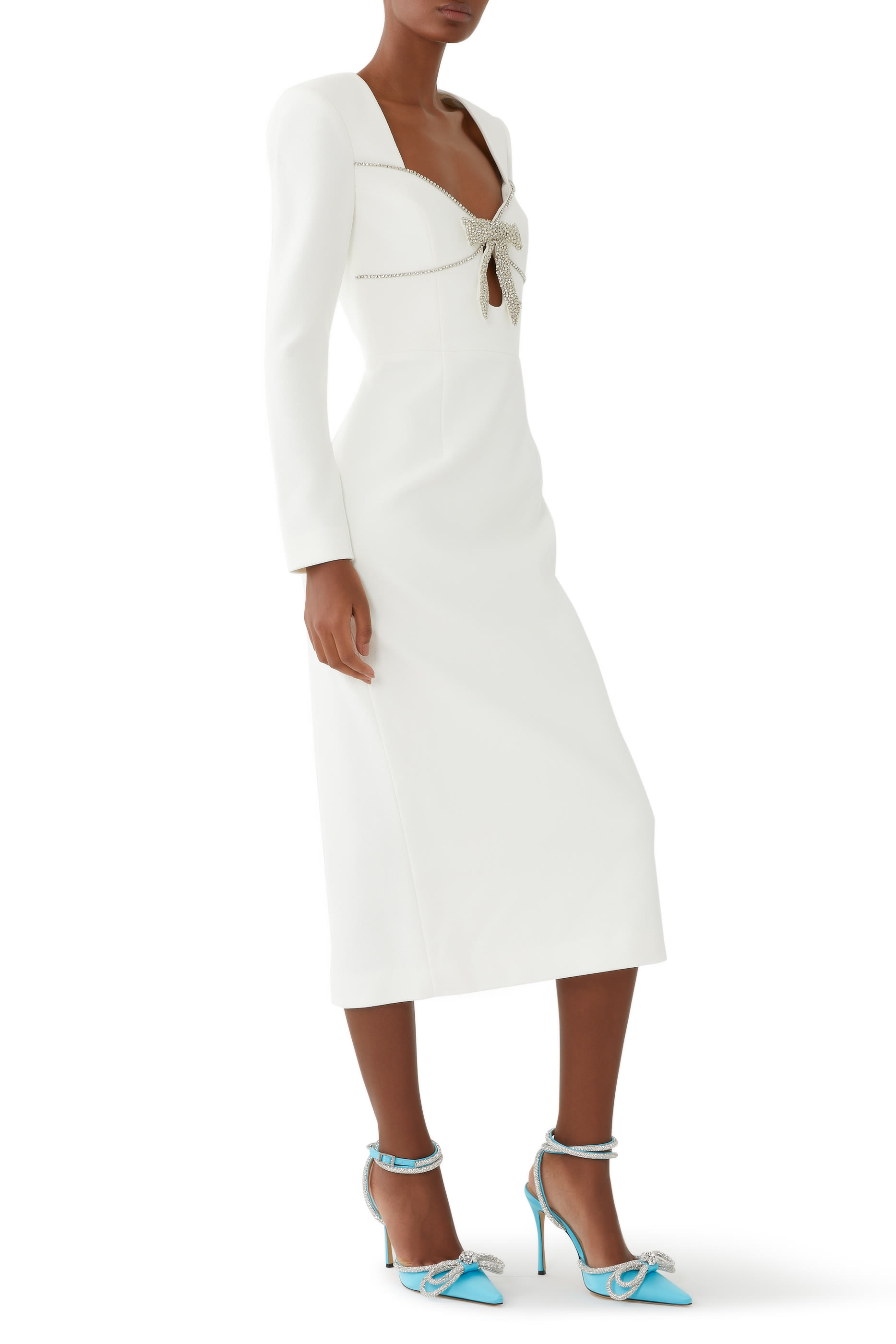 حذاء ساتان بكعب بطول 110 مم بربطة فيونكة مزدوجة