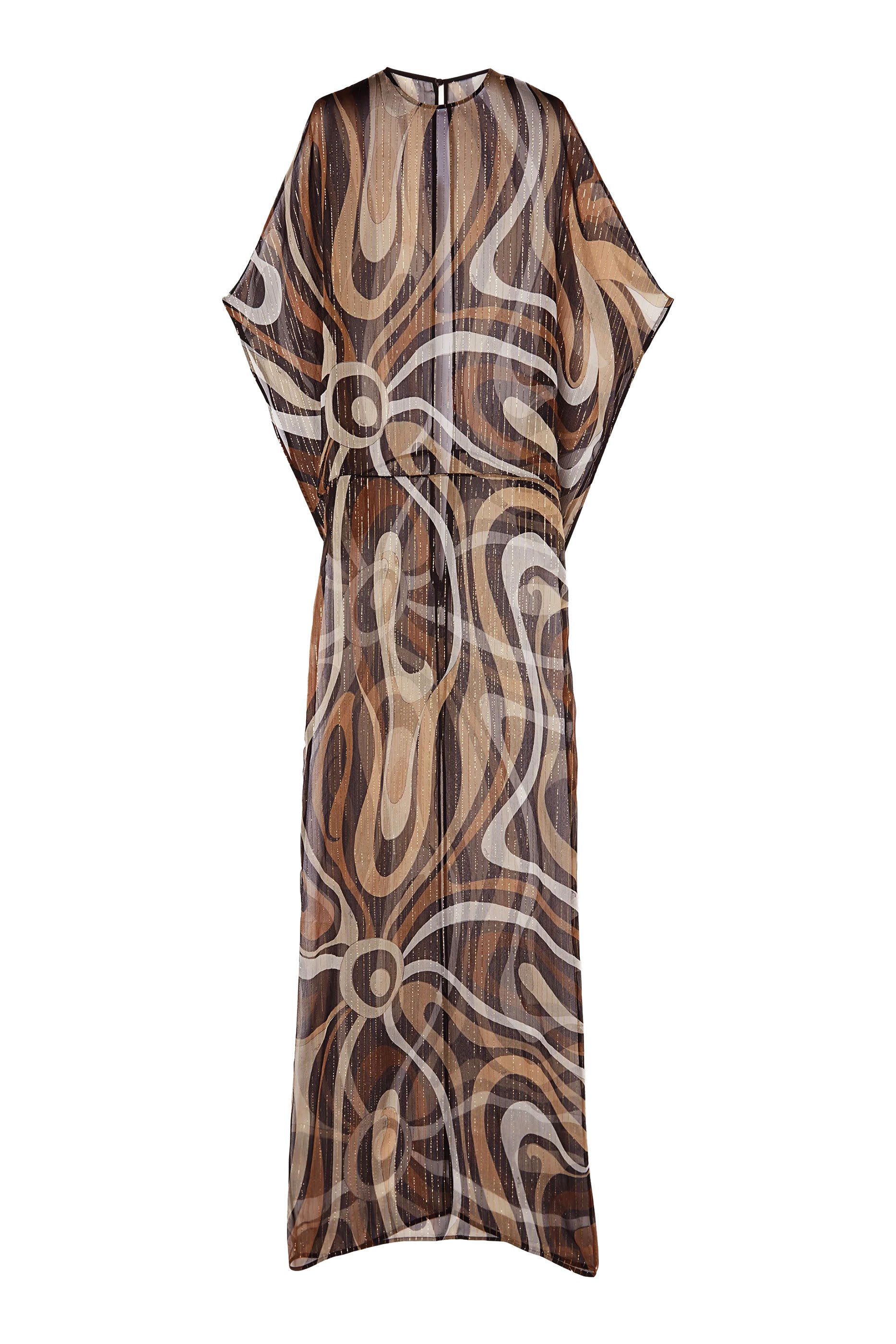 فستان كريبون طويل بنقشة مارمو