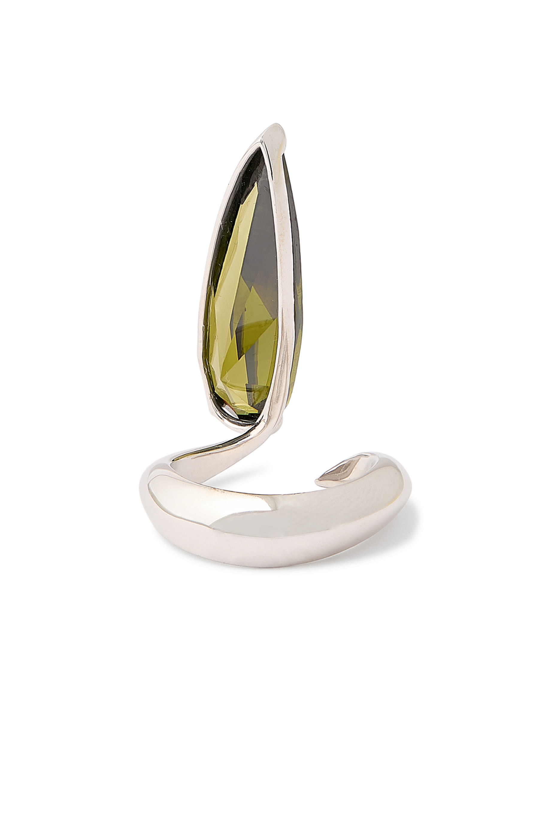 خاتم اليان مرصع بكريستالة مدببة، فضة إسترلينية 925