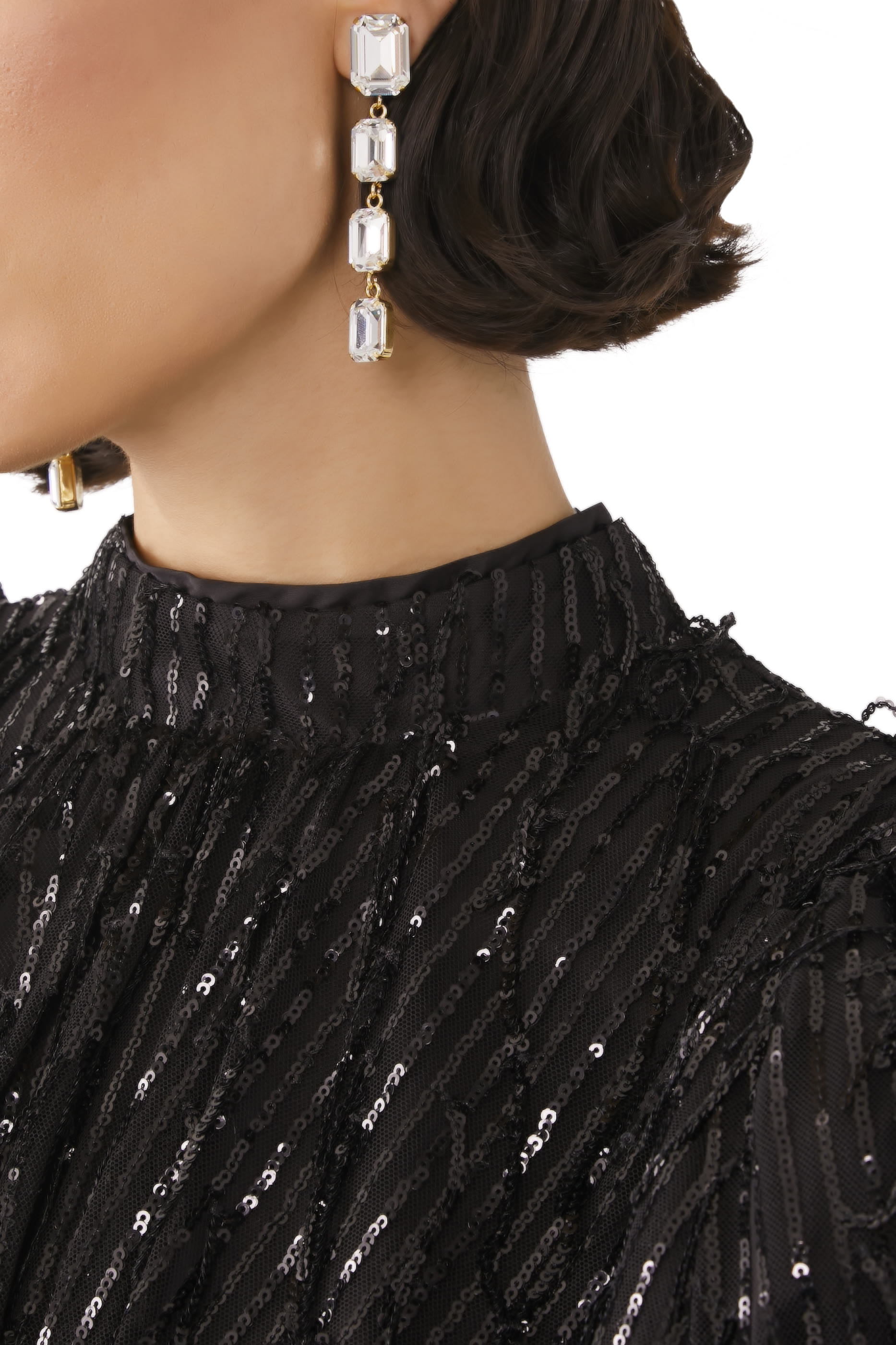 أقراط ليديا طويلة نحاس مطلي بذهب عيار 18