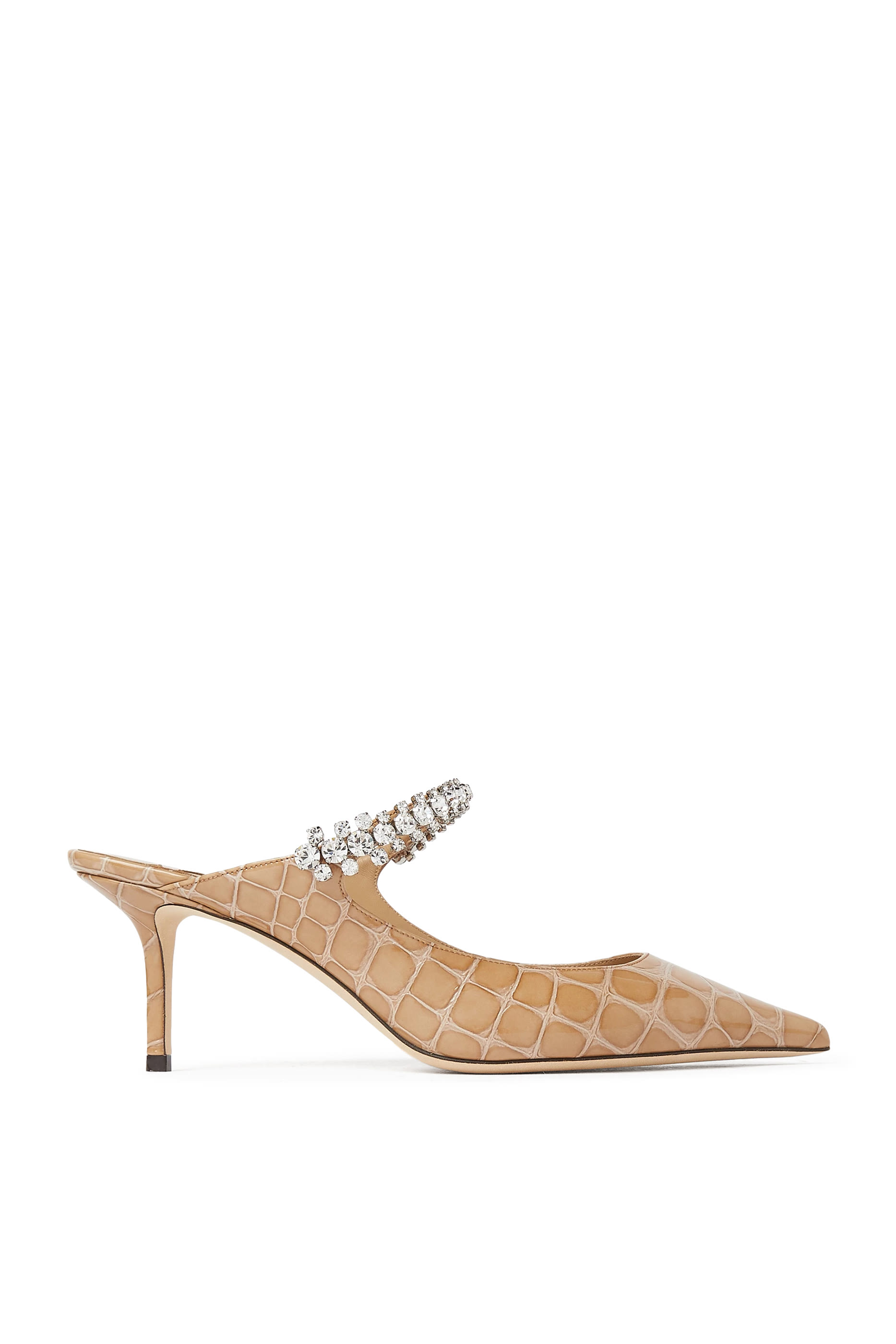 حذاء بينغ مفتوح من الخلف بكعب 65 مم جلد بنقشة جلد التمساح