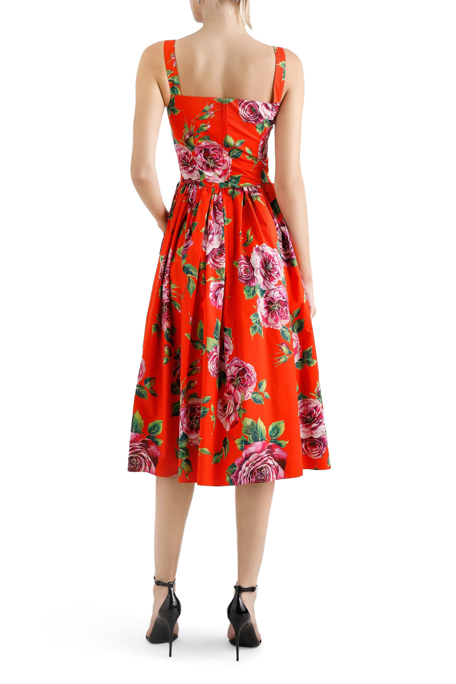 فستان صيفي بنقشة ورد قطن