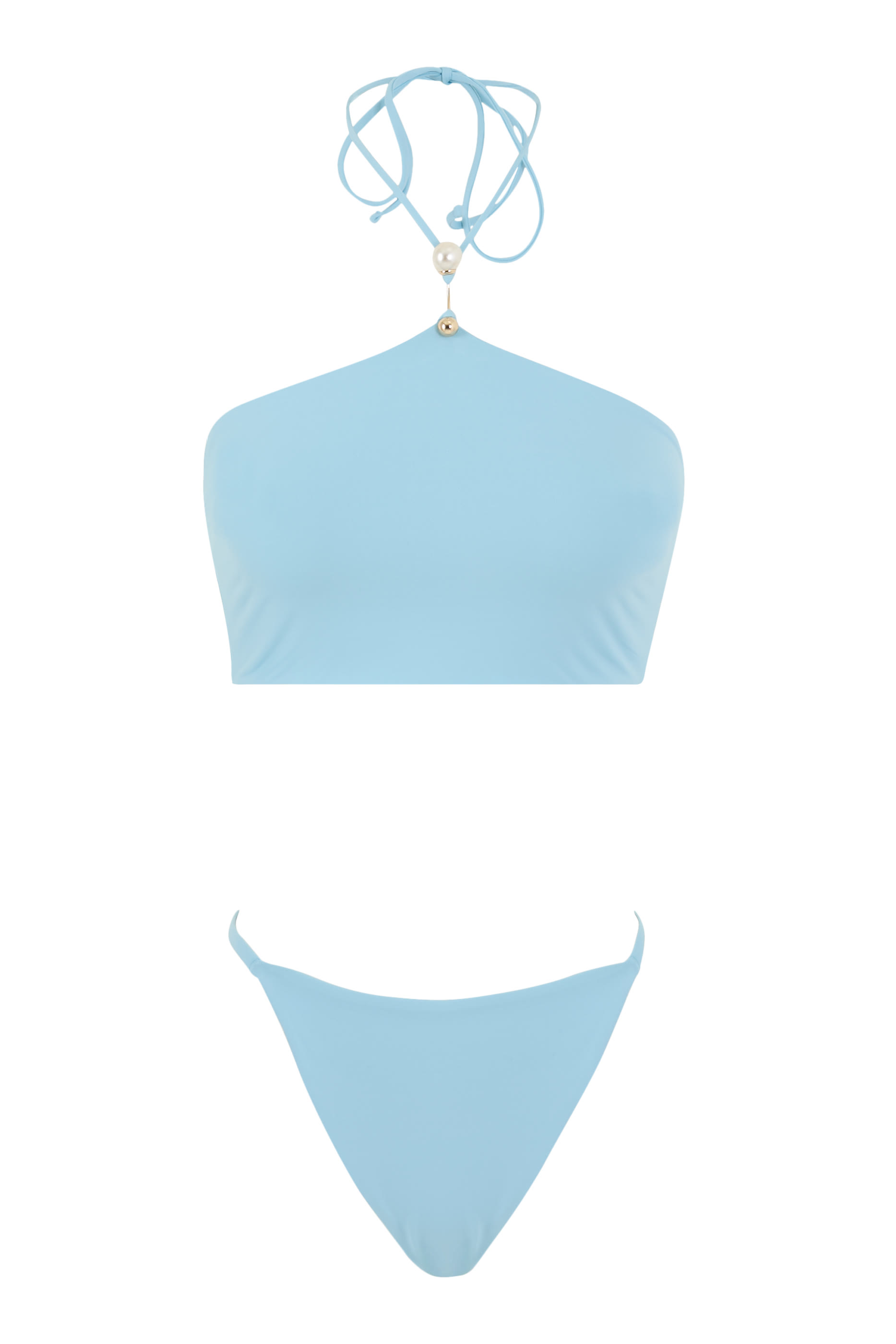 قطعة بيكيني علوية سكايلر مرصعة بلؤلؤ برباط حول الرقبة