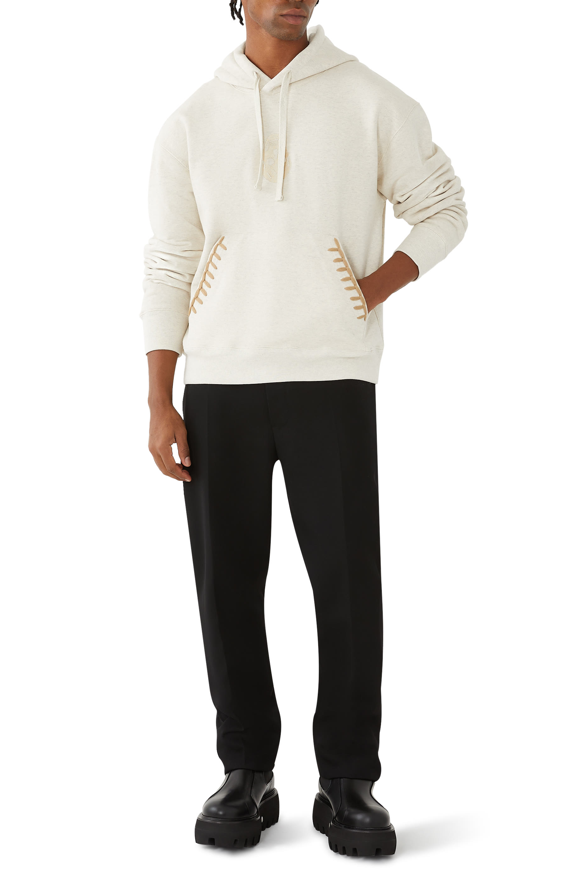 سويت شيرت بغطاء للرأس وتطريز بتصميم جمجمة