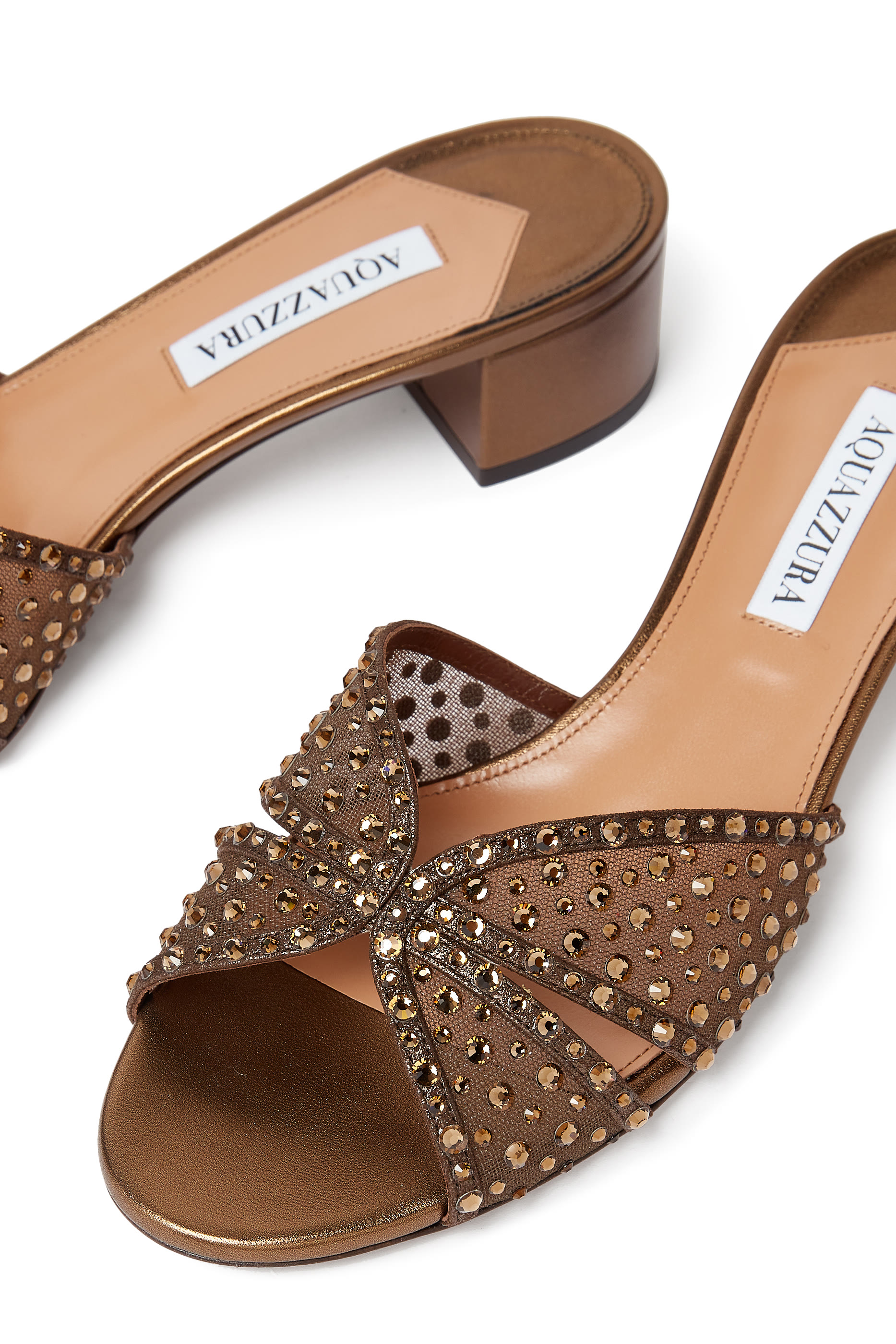 حذاء لوفر مفتوح من الخلف بكعب 35 مم مرصع بالكريستال 