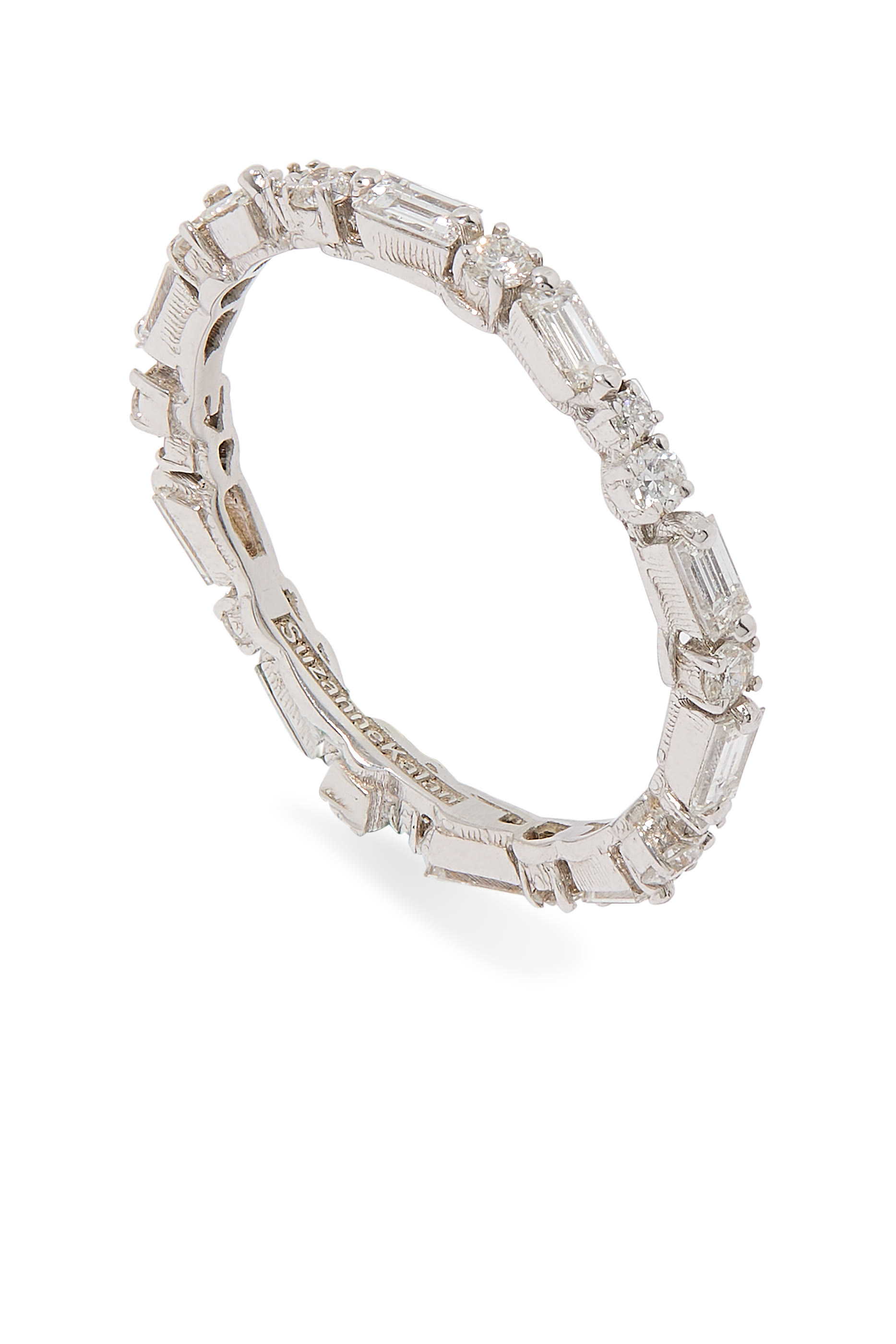 خاتم ألترنايتينج إيترنيتي مرصع بالماس المستدير والمستطيل، ذهب أبيض عيار 18