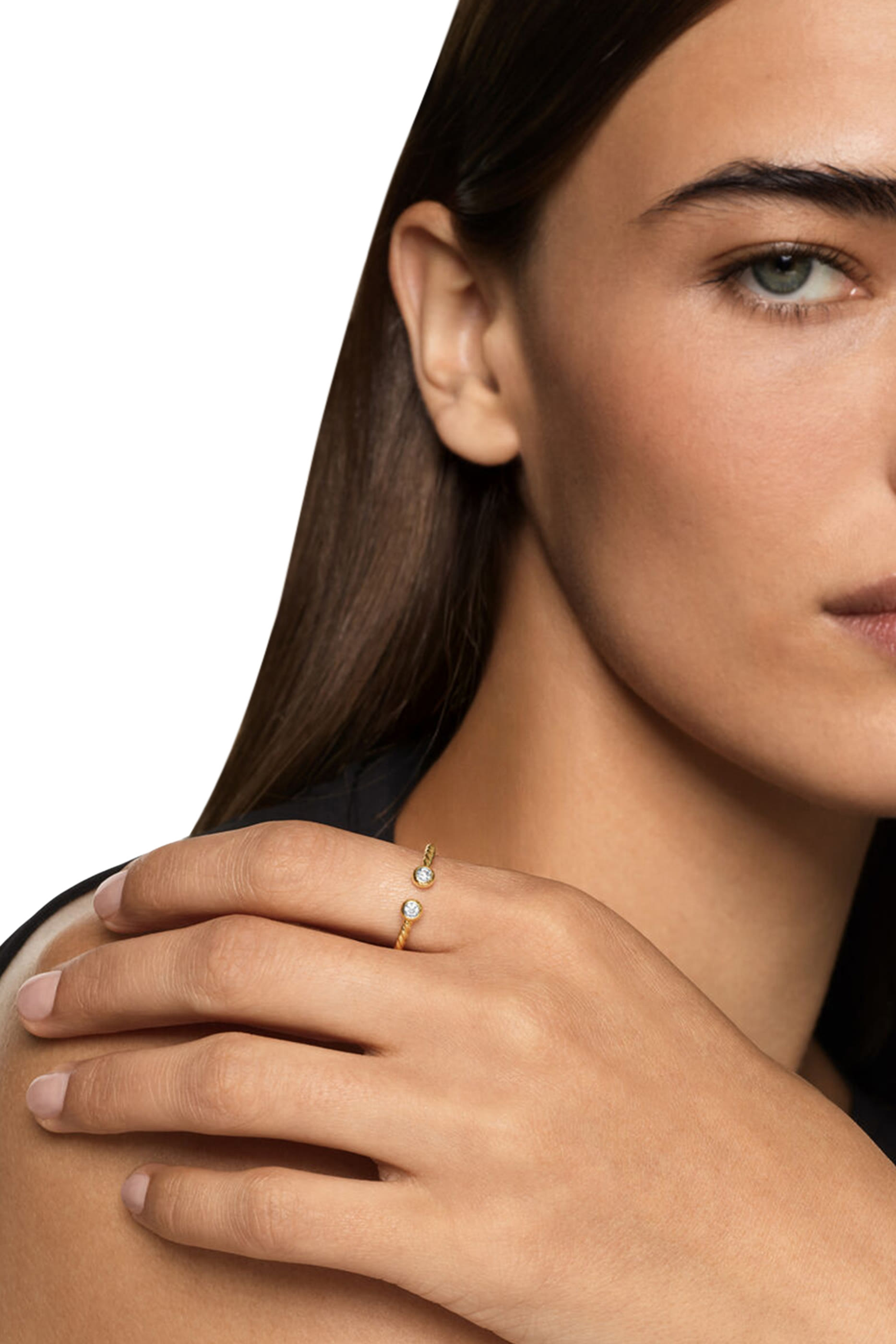 Petite Modern Renaissance® Open Round Ring, 18K Yellow Gold & Diamonds