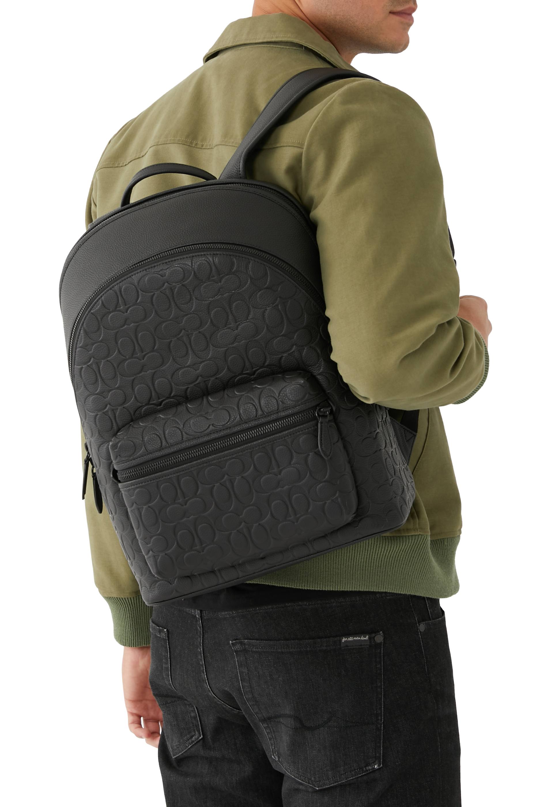 حقيبة ظهر تشارتر جلد بنقشة شعار الماركة