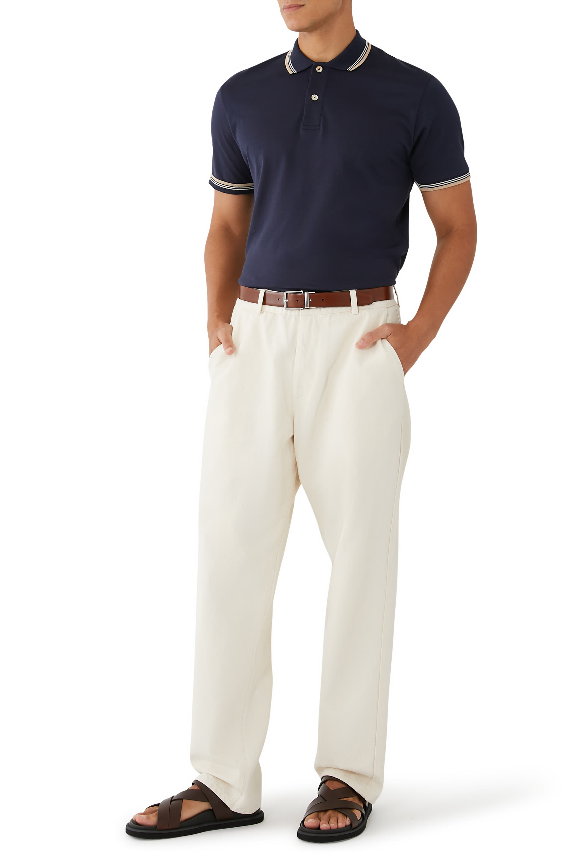 قميص بولو بقصة مدببة جرسيه