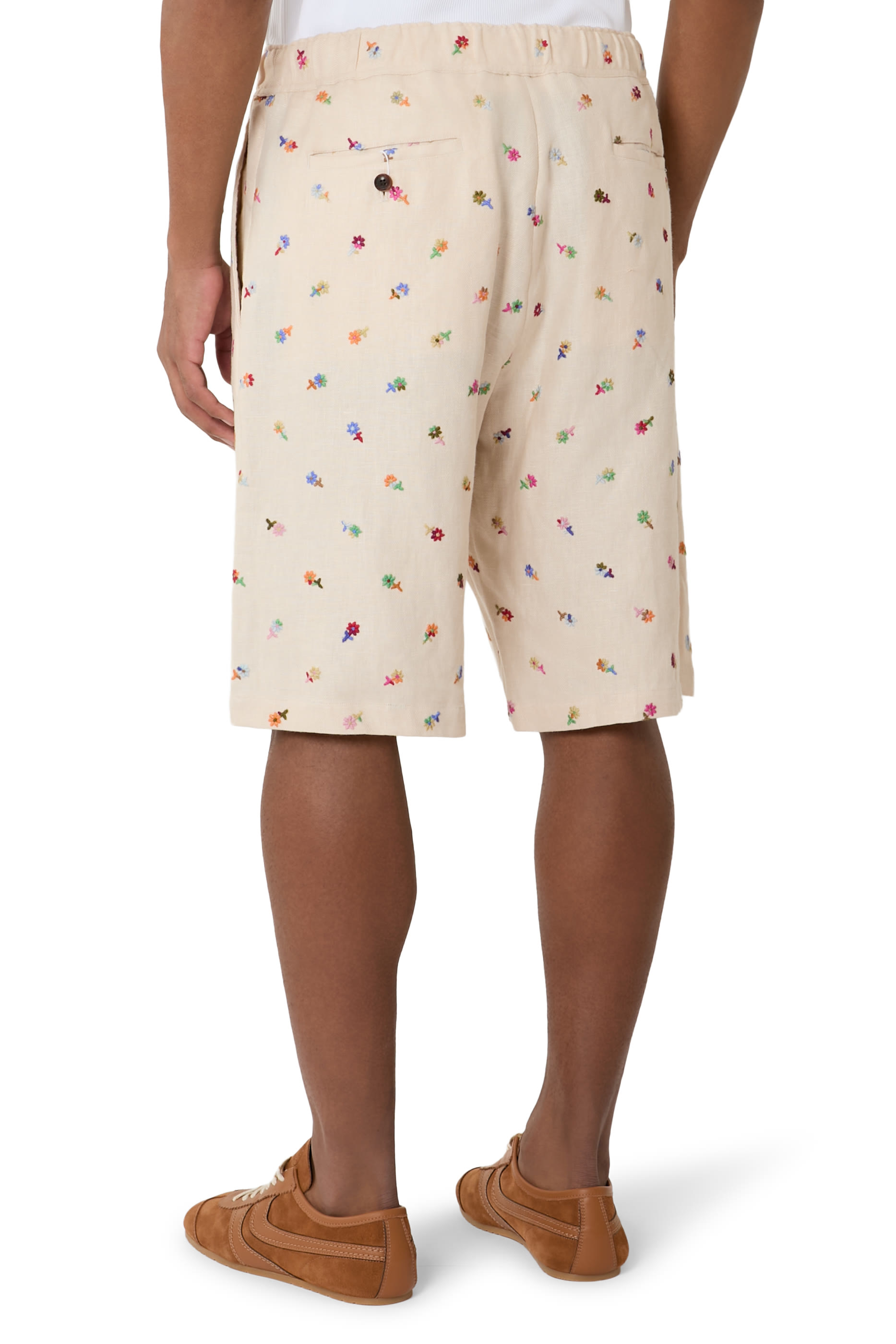 Floral Embroidered Easy Shorts