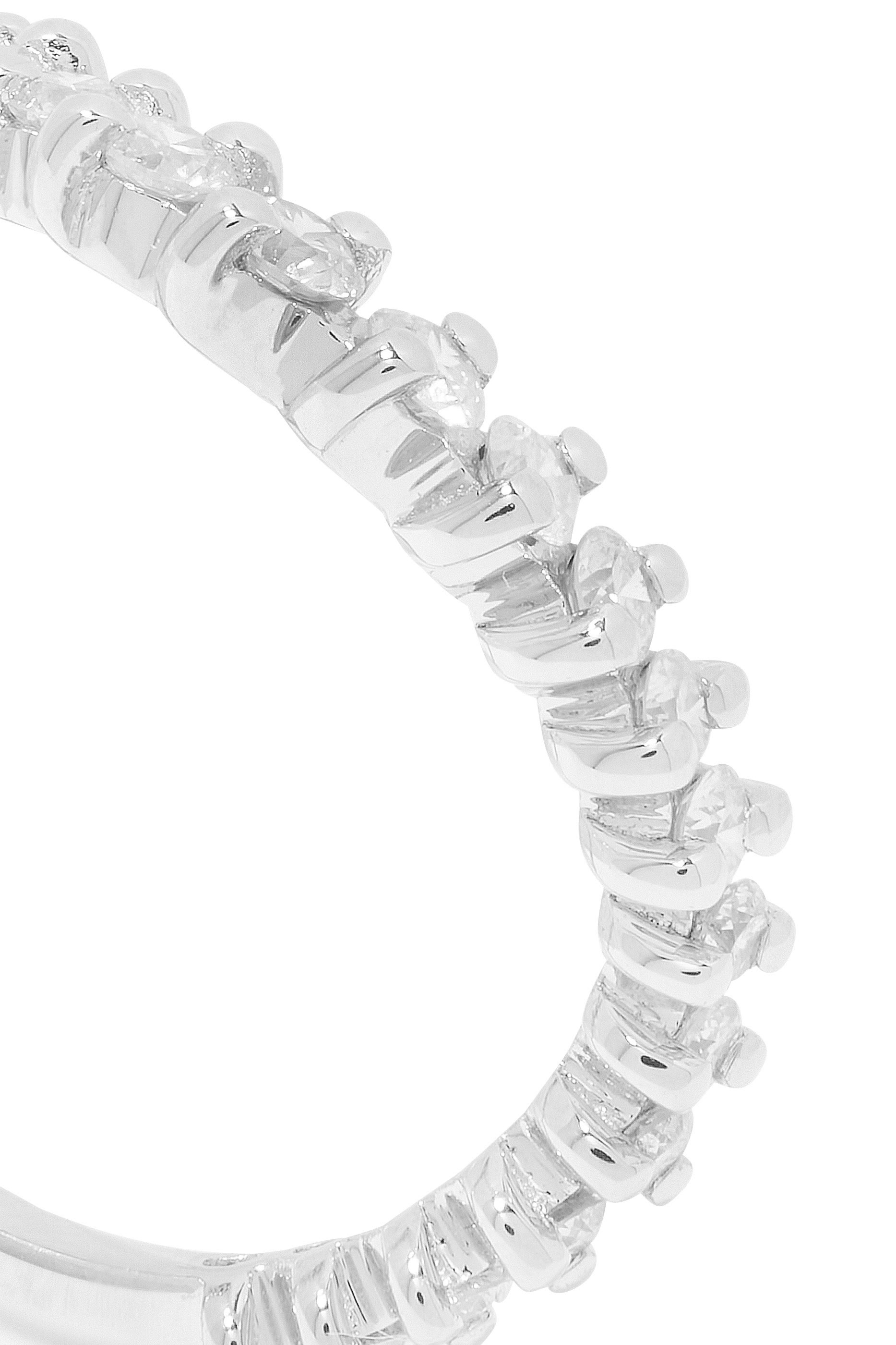 خاتم مموج مرصع بالماس ذهب أبيض عيار 18