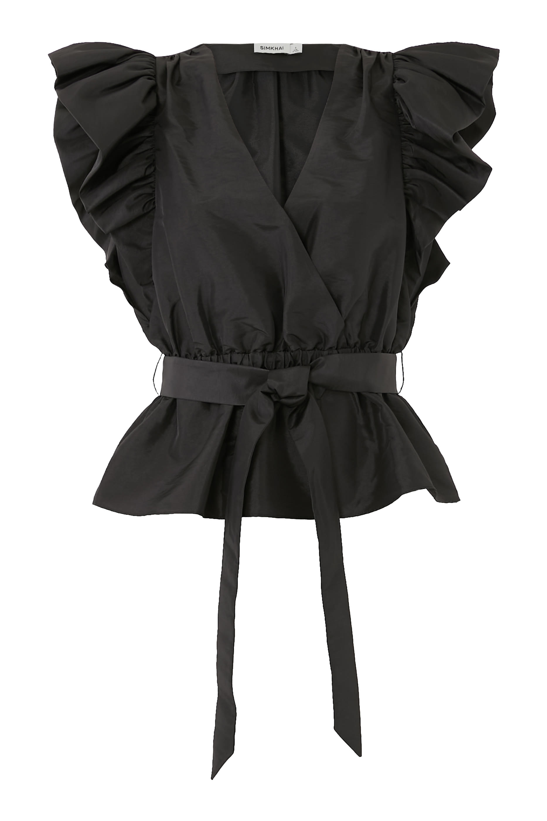 بلوزة قصيرة أديلايد مع أكمام بتصميم ملفوف وكشكش