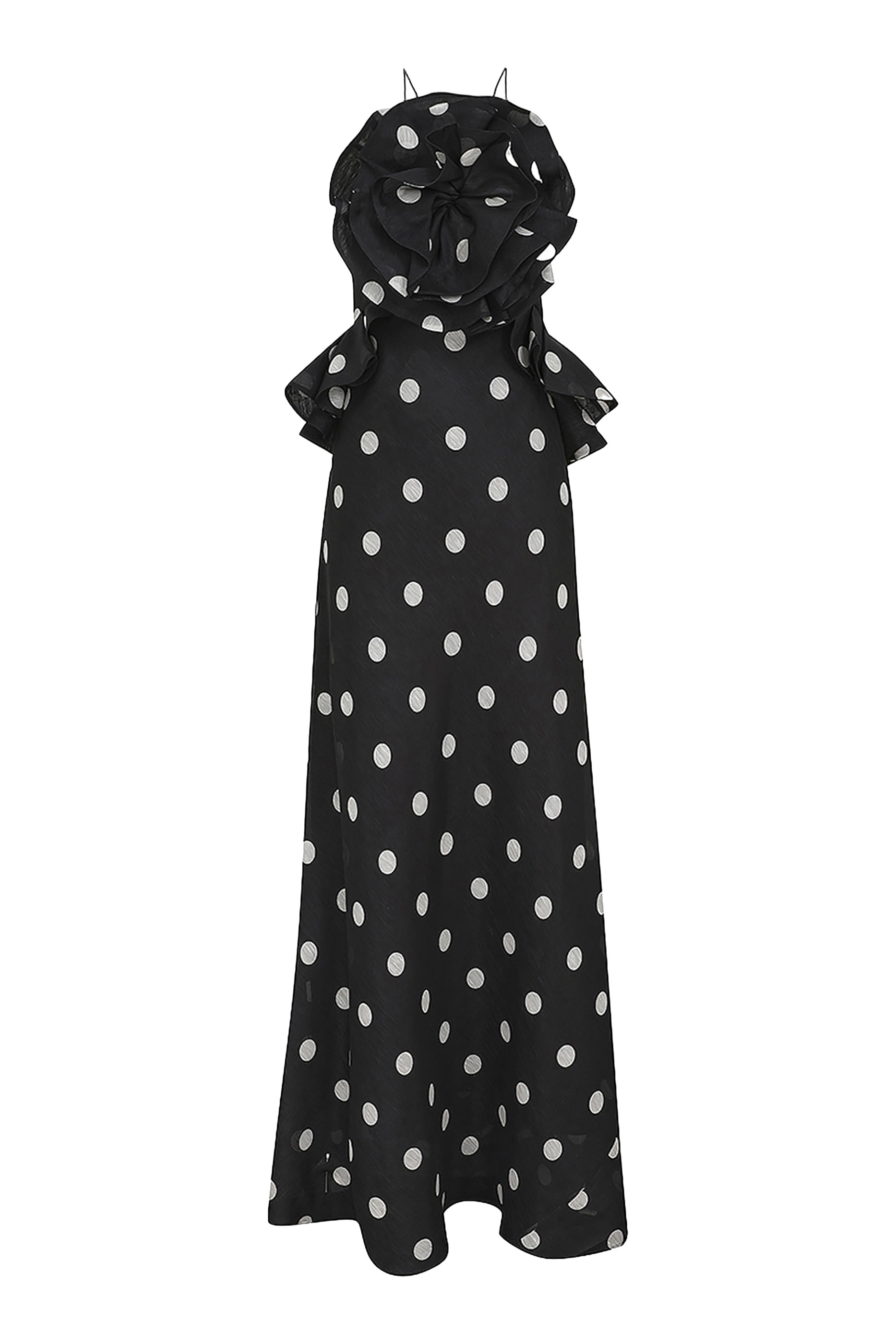 فستان كراش طويل برباط حول العنق وكشكش