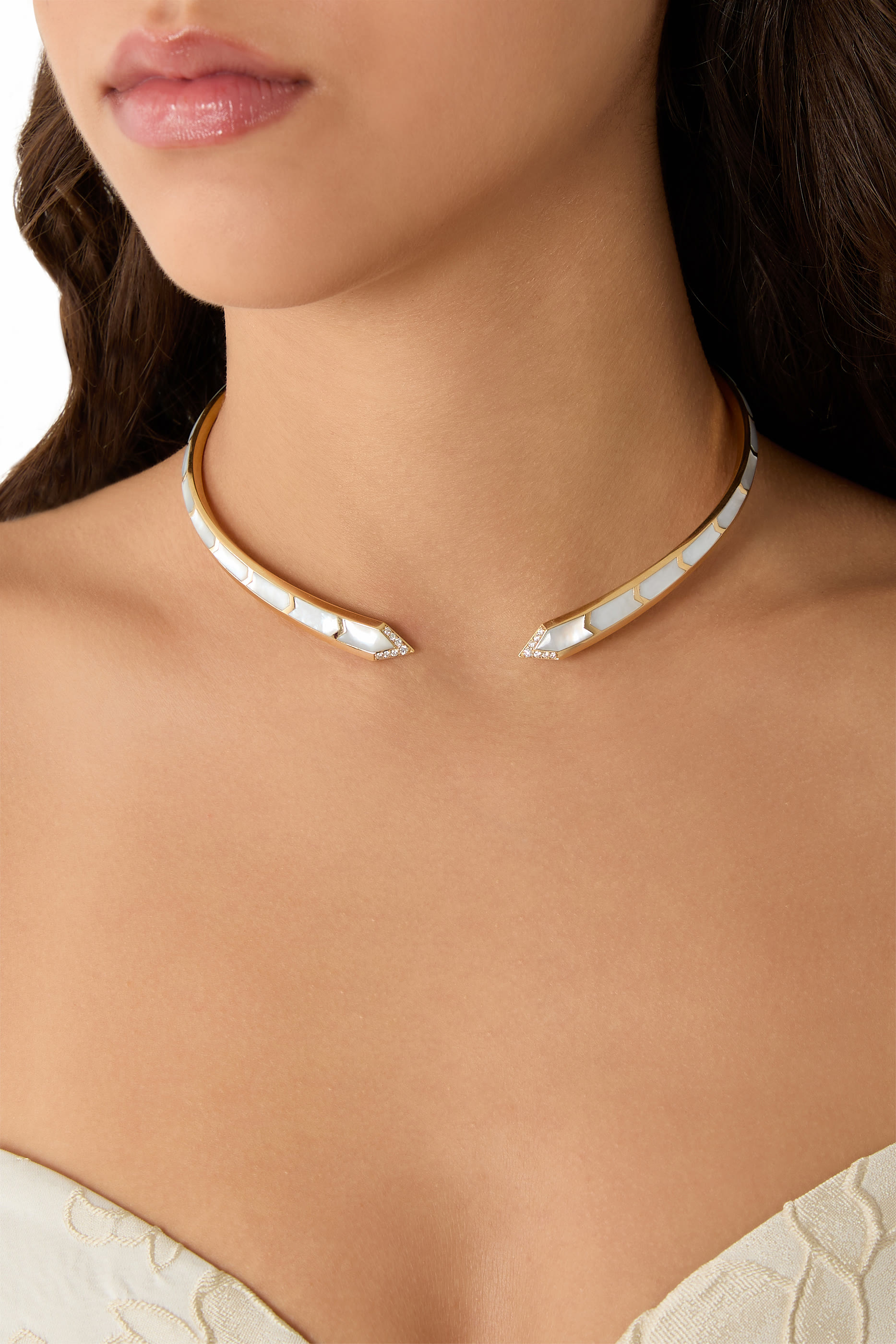Maldives Junonia Choker, 18k Yellow Gold & Mother-of-Pearl