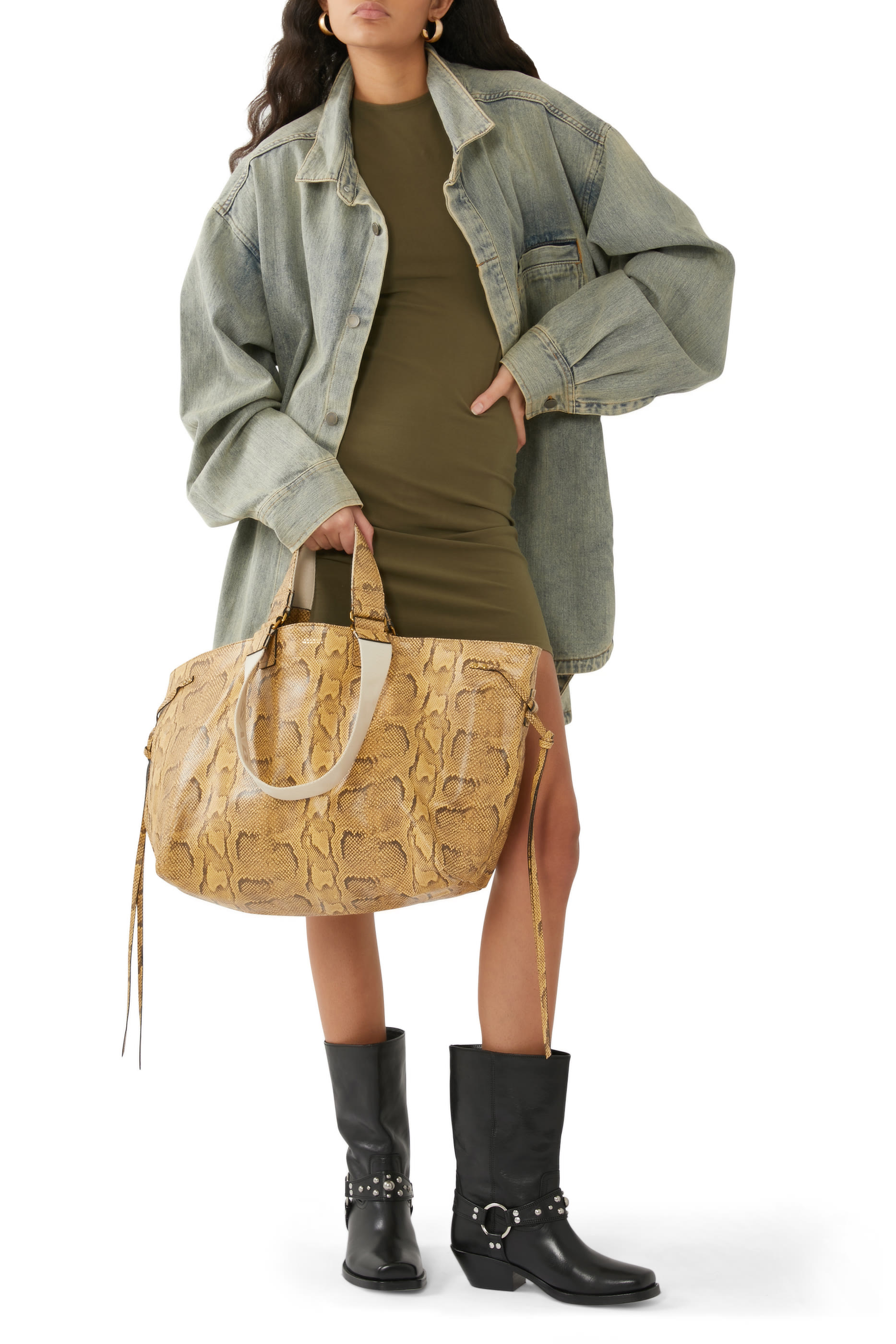 حقيبة يد واردي جلد بنقشة