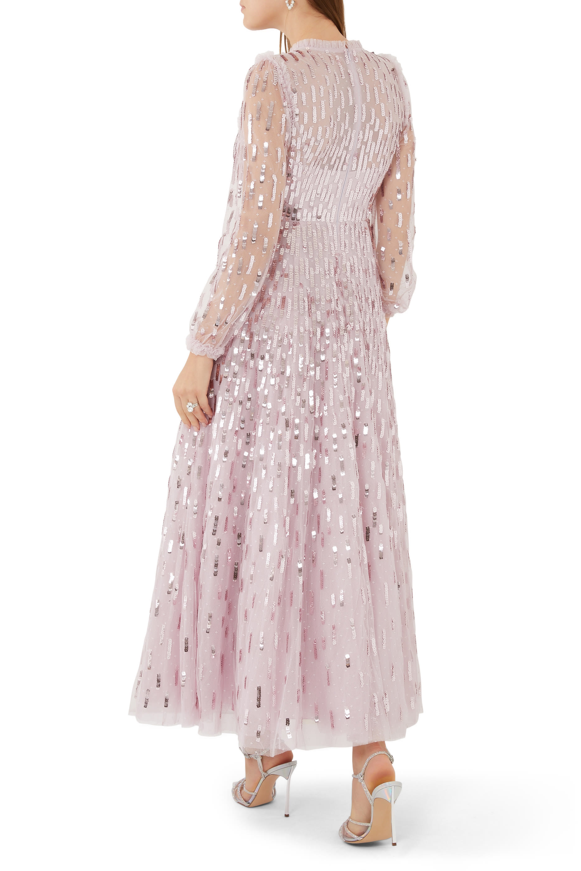 Sequin Dash Long Sleeve Ankle Gown