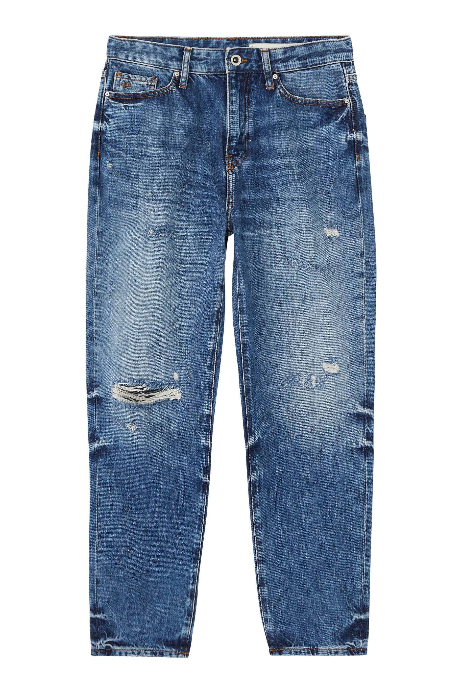 بنطال جينز بويفريند بقصة قصيرة بخمسة جيوب