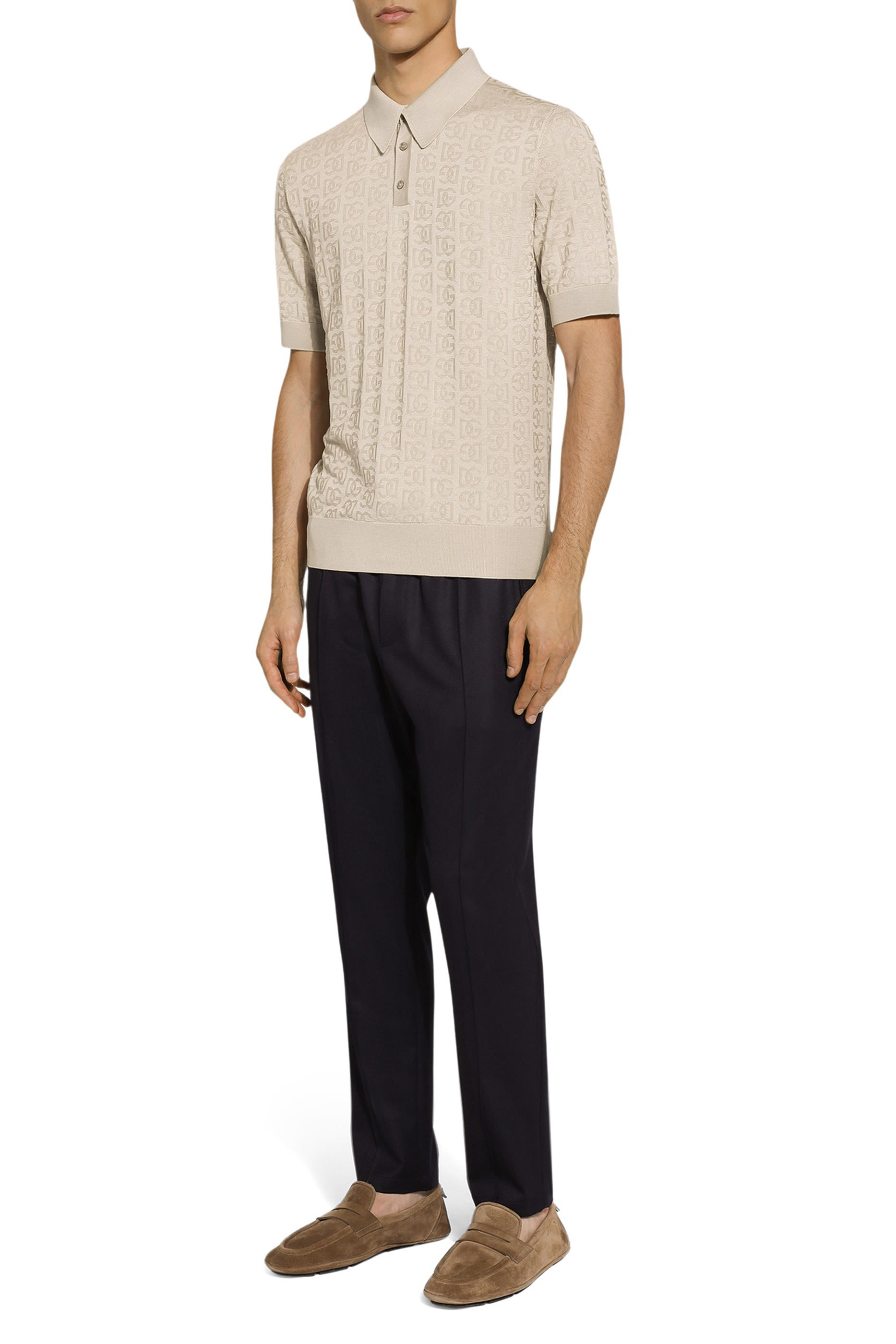 قميص بولو حرير بشعار الماركة