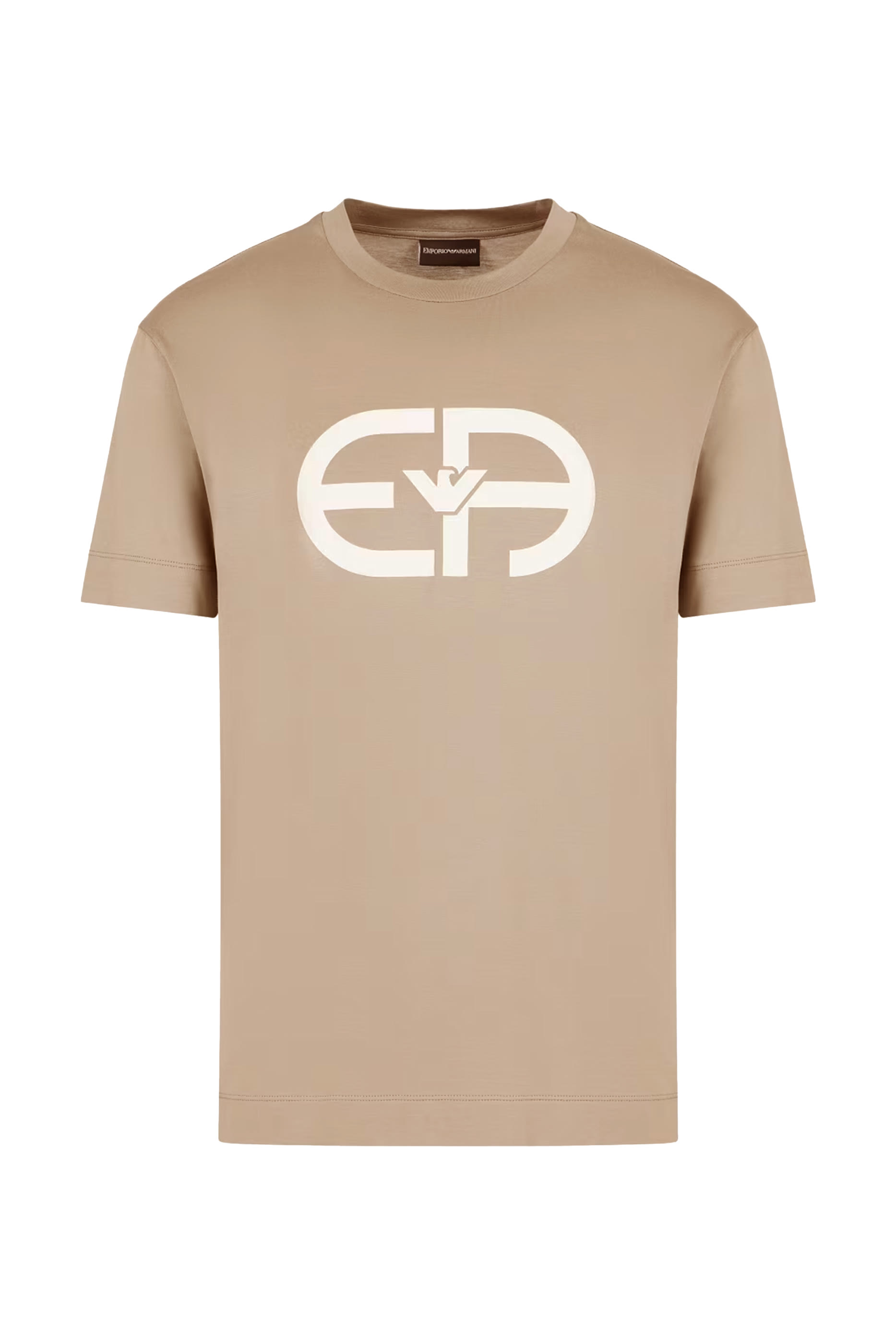 تيشيرت بطبعة شعار الماركة وياقة ضيقة