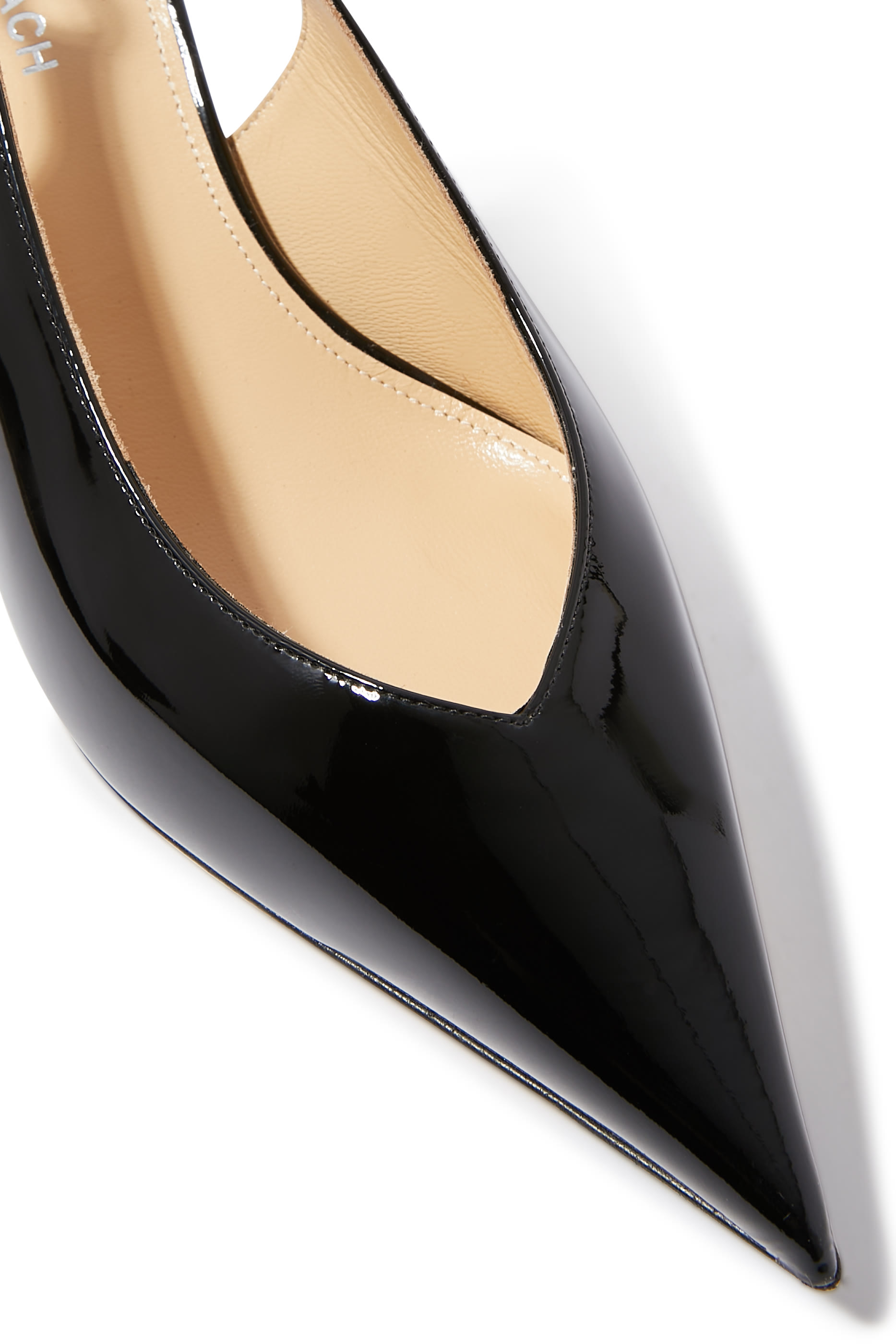 حذاء مفتوح 55 بمقدمة مدببة وسير خلفي مع فيونكة مرصعة بكرستال