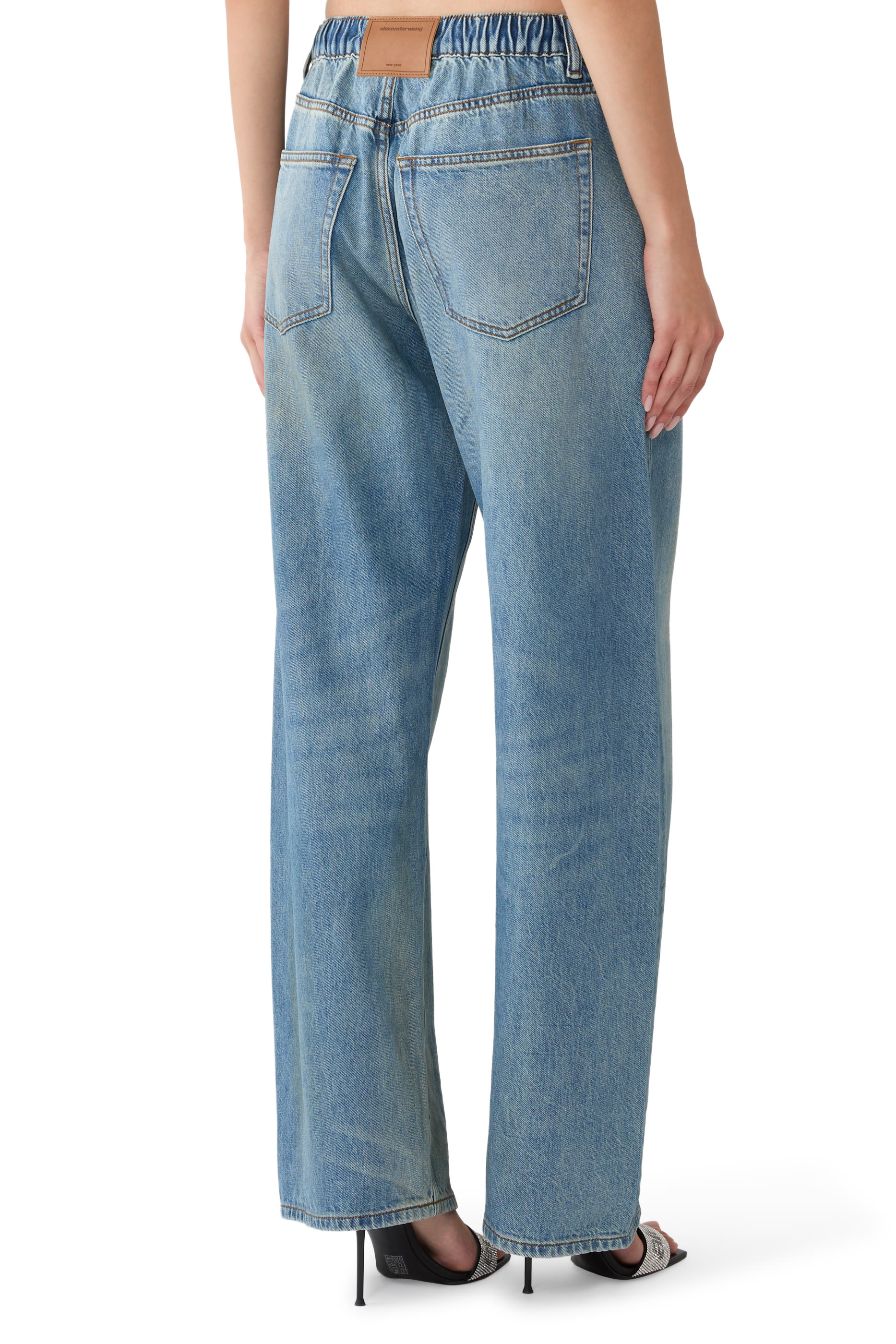 بنطال رياضي بقصة مريحة ورباط تضييق بكريستال