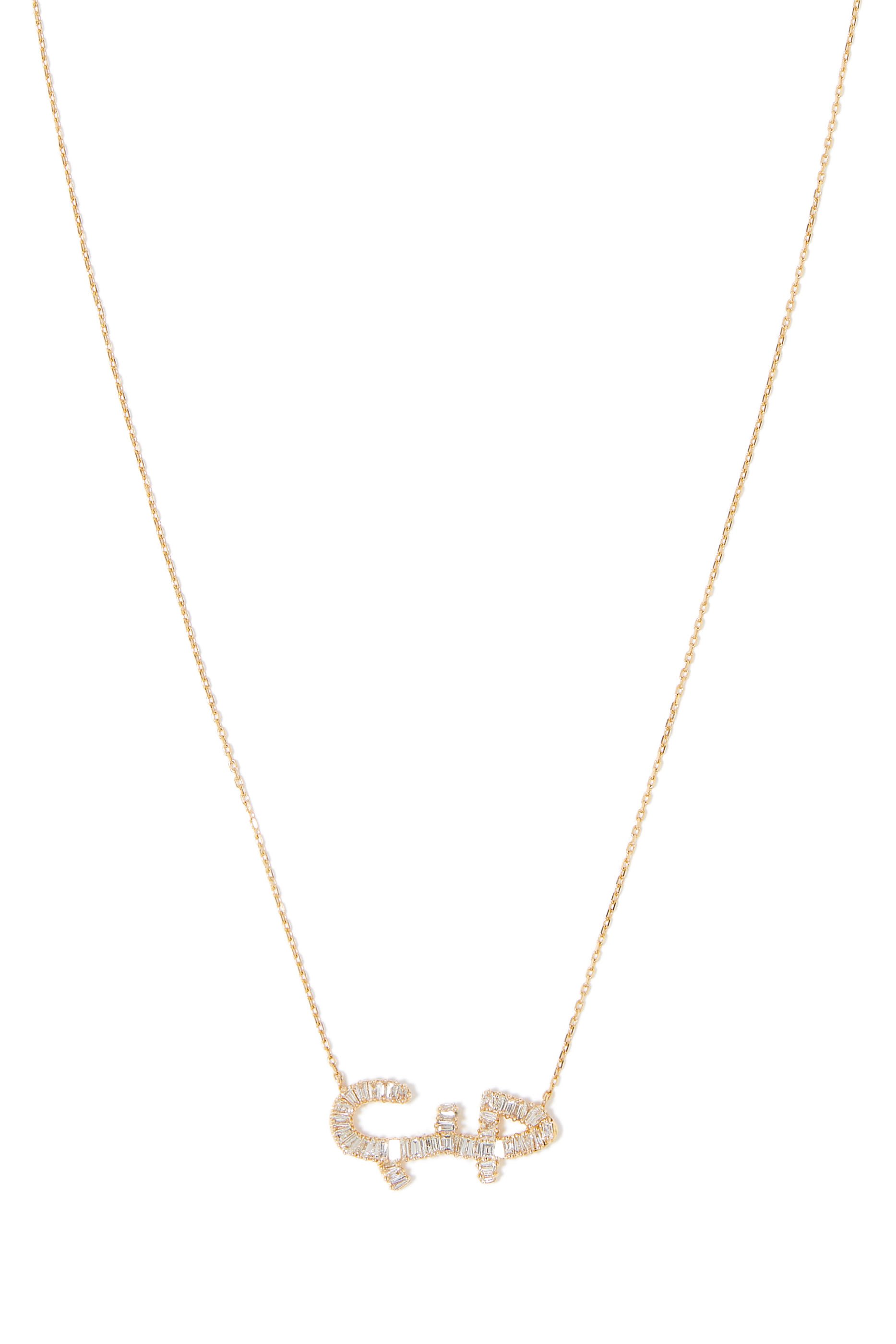 قلادة بدلاية بتصميم كلمة حب كبيرة مرصعة بالماس ذهب عيار 18