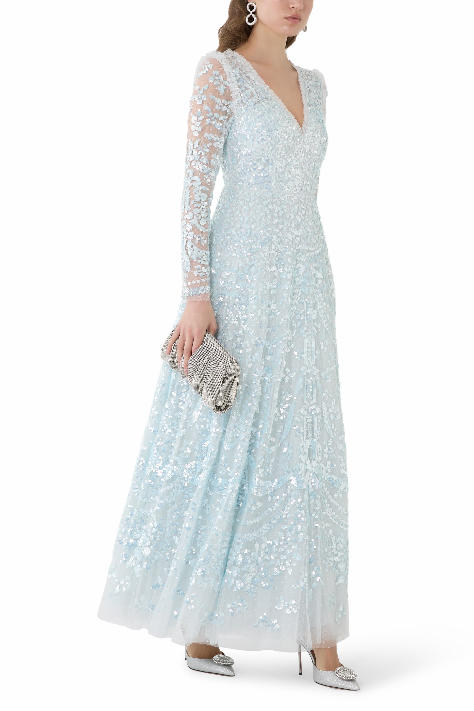 فستان شاندولييه بطول الكاحل بكاب 