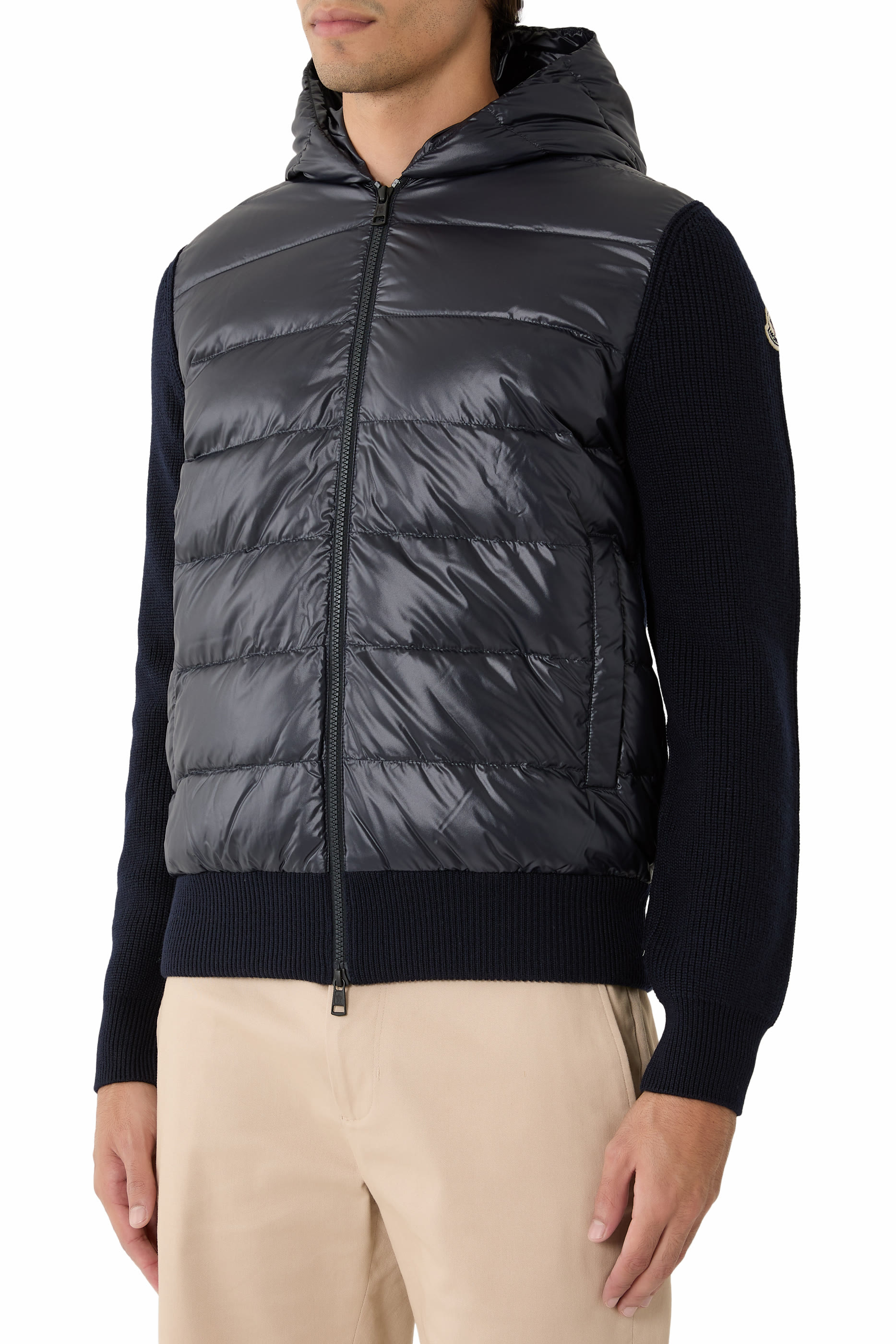 Padded Wool Zip-Up Hoodie