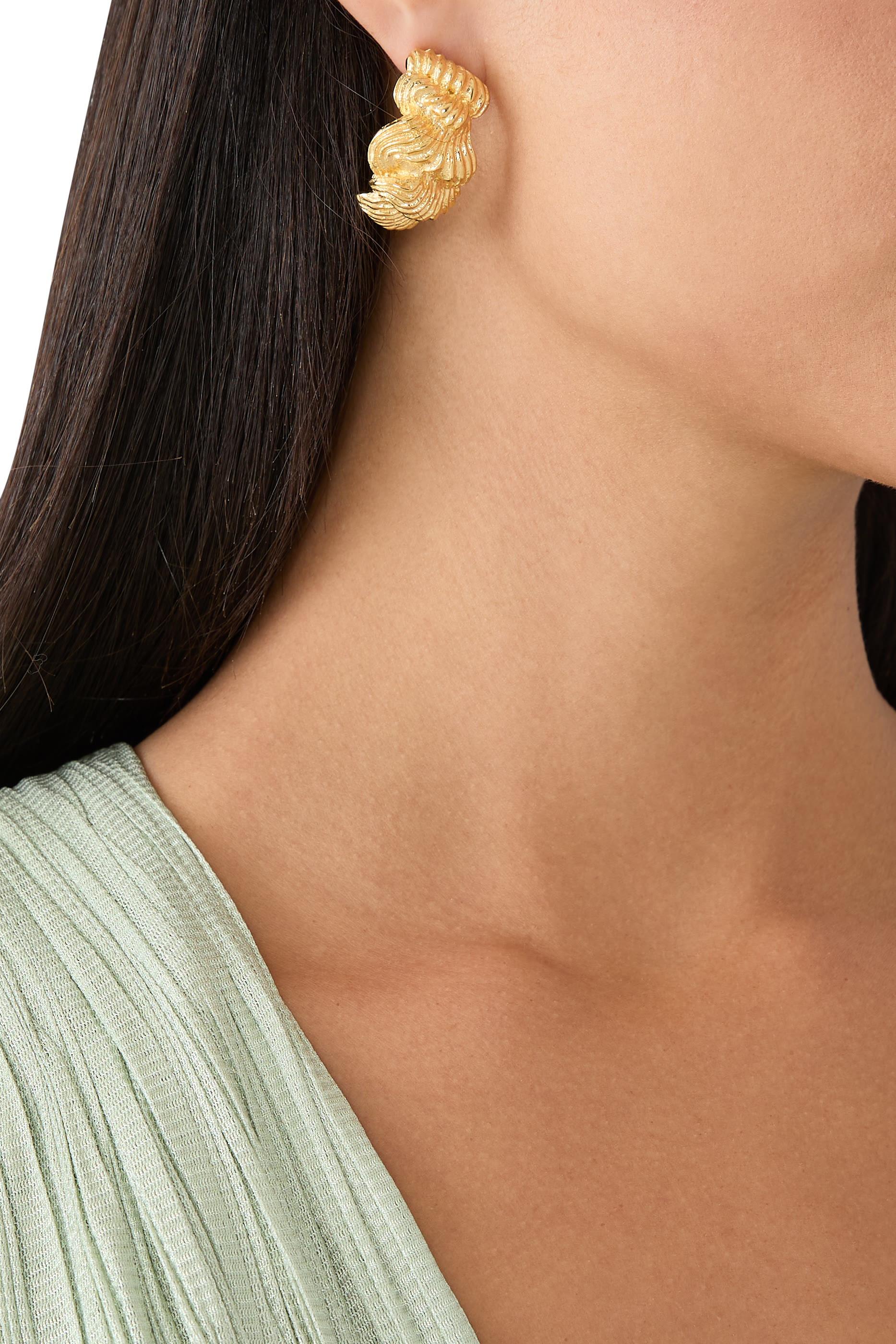 أقراط بتصميم سميك، فضة إسترلينية معاد تدويرها مطلية بذهب أصفر عيار 18