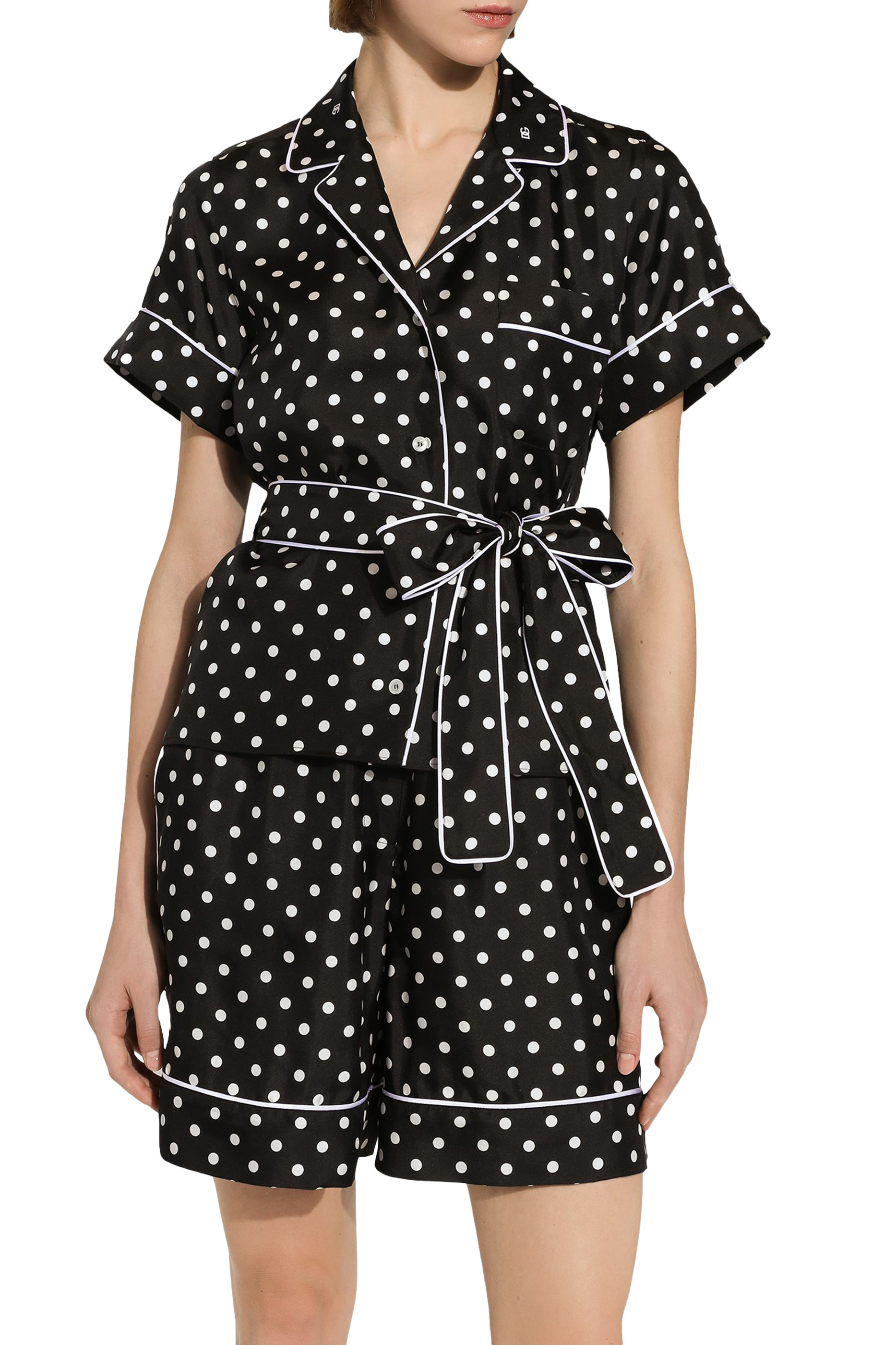 شورت بيجامة بنقشة نقاط حرير