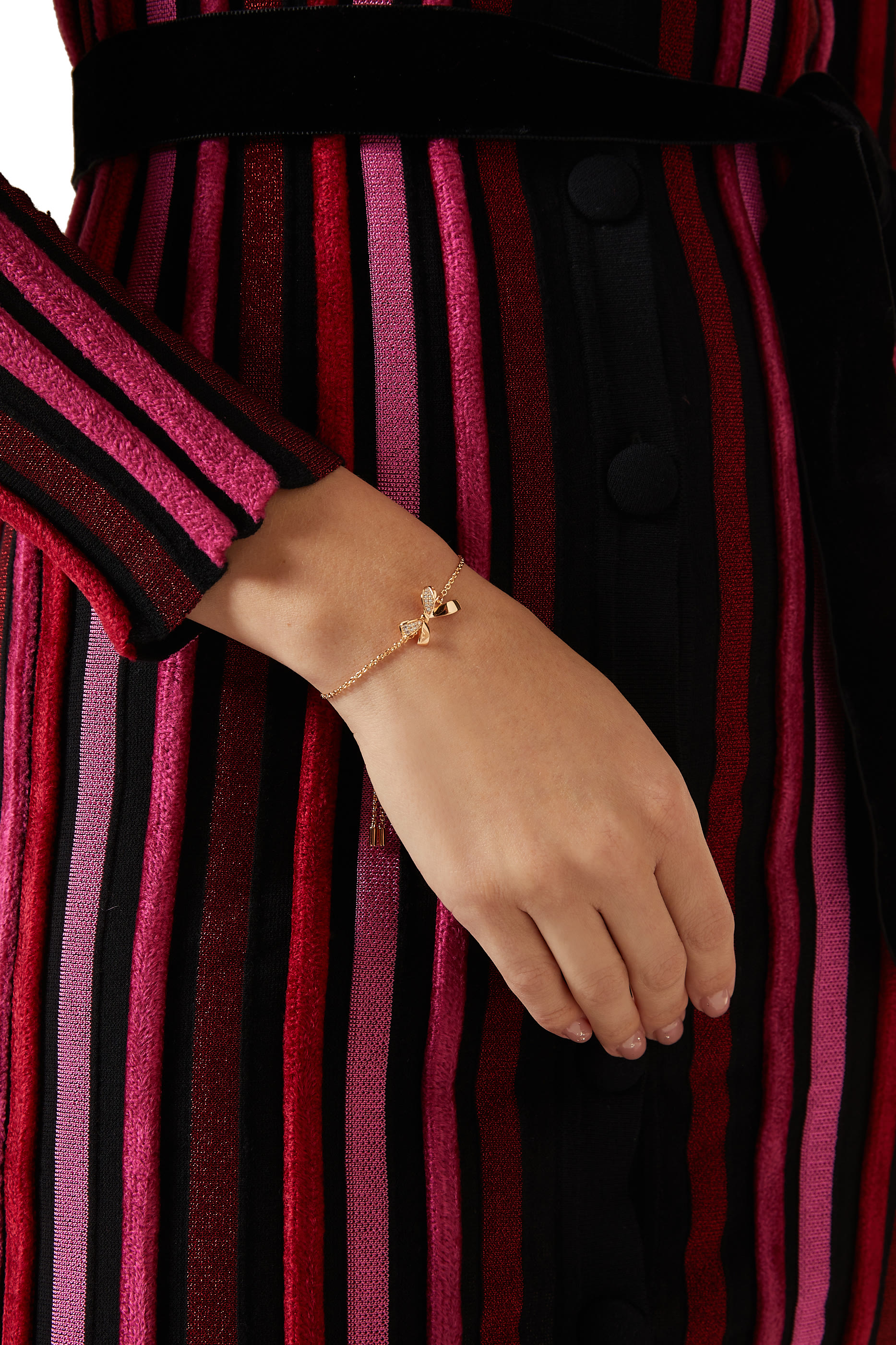 سوار سنتيمنتال بحلية بتصميم فيونكة، فضة إسترلينية ذهبي وردي