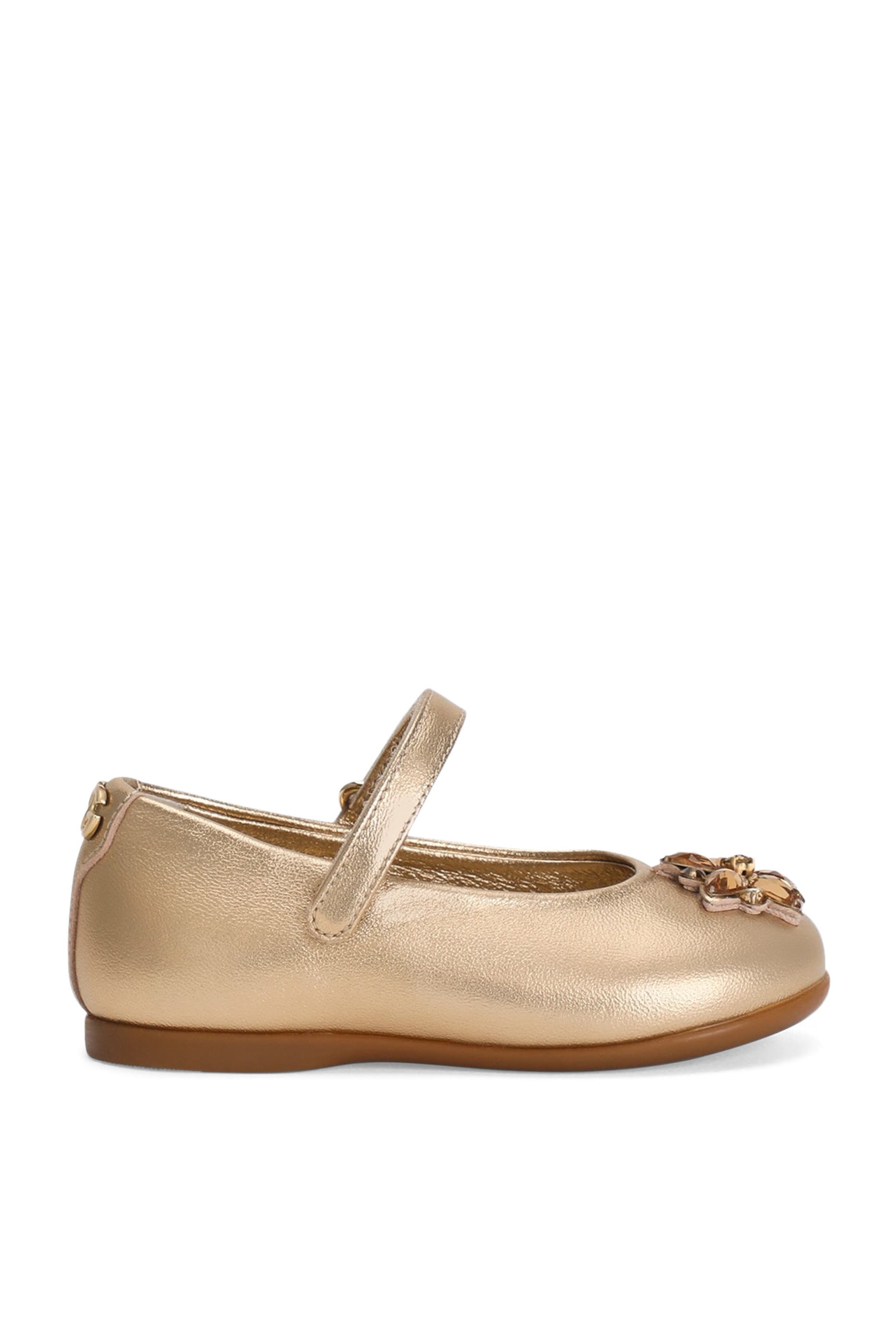 حذاء بالرينا بنعل مسطح وكعب جلد لامع للأطفال