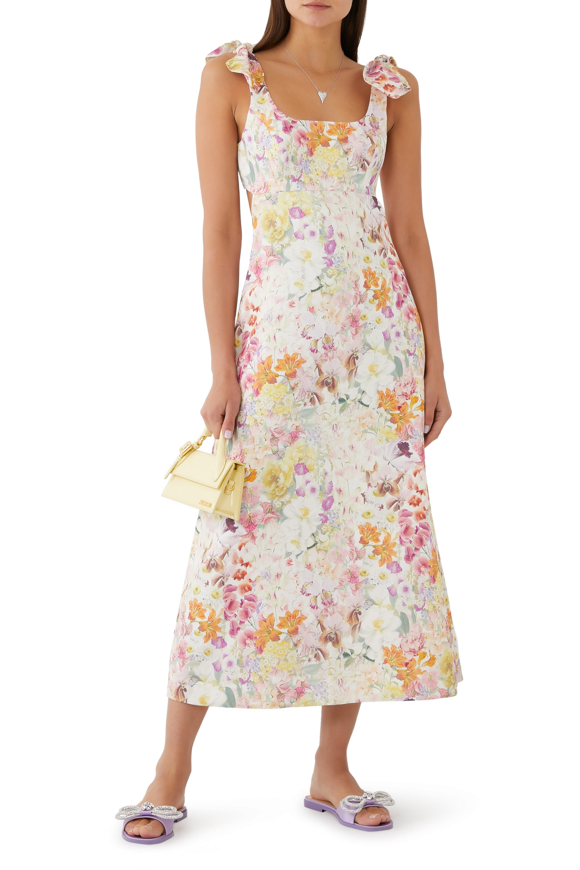 فستان هارموني متوسط الطول بأربطة على الأكتاف