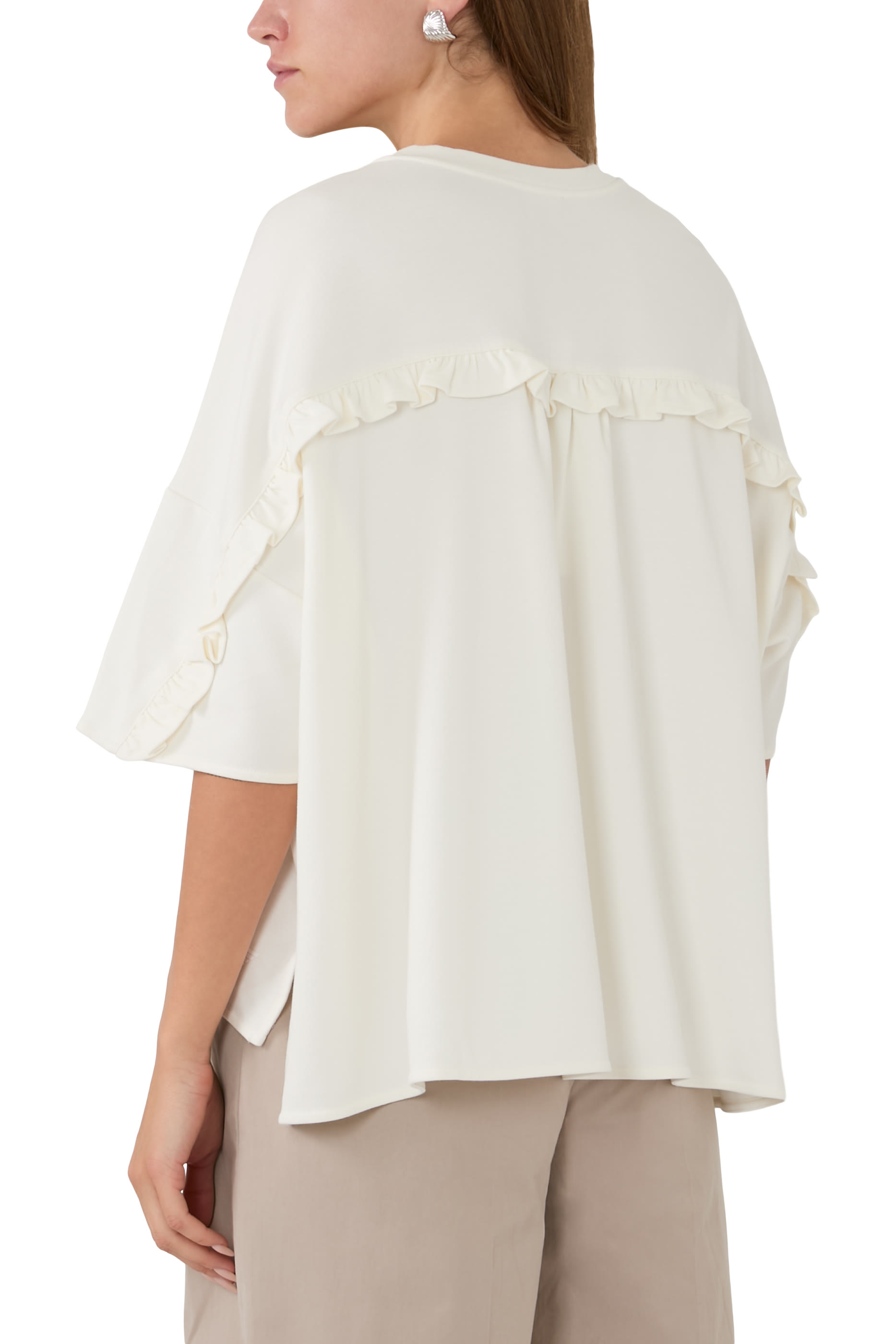 Ruffle Seam Relaxed-Fit T-Shirt