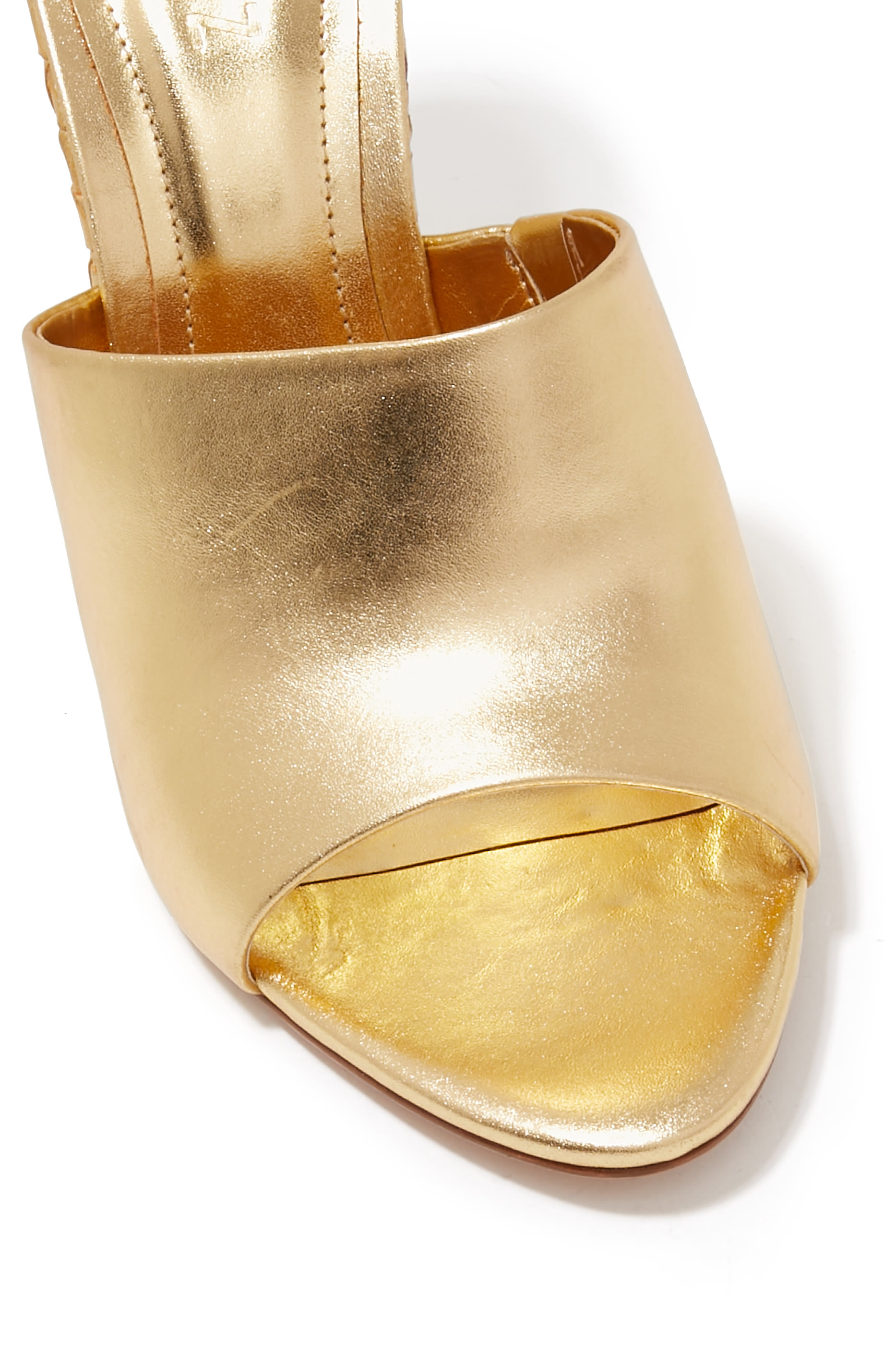 حذاء ابريل مفتوح من الخلف 110 بكعب ويدج منسوج