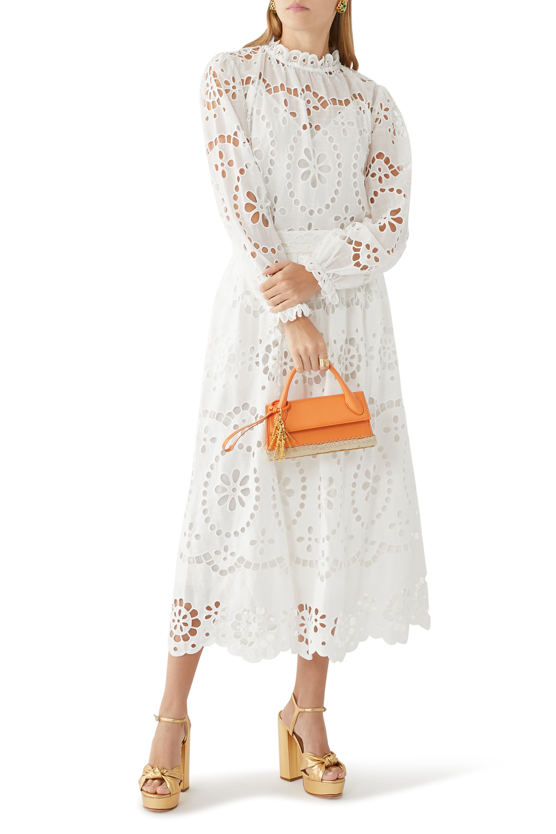 تنورة ليكسي متوسطة الطول بتطريزات