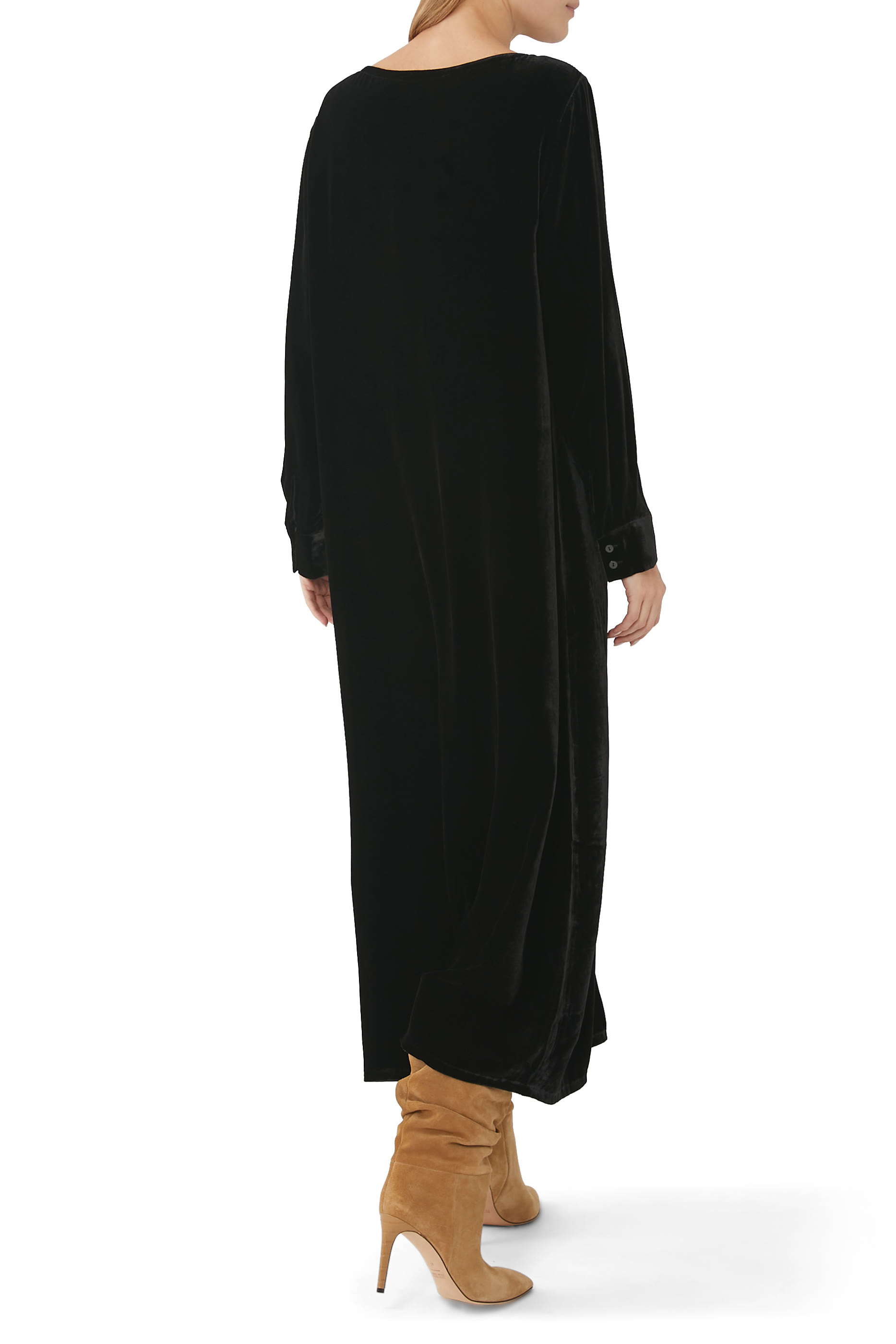 فستان تراكبل بياقة باليه قطن عضوي مطاطي